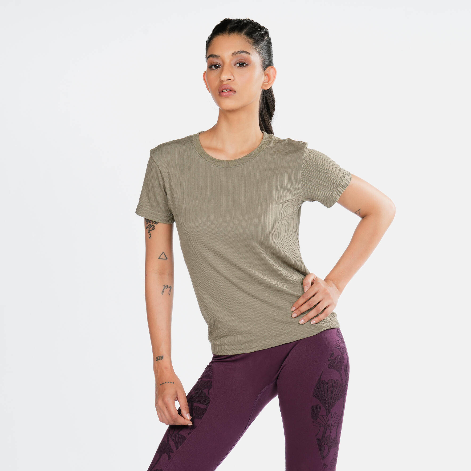 Women's breathable short-sleeved T-shirt, old purple -  1