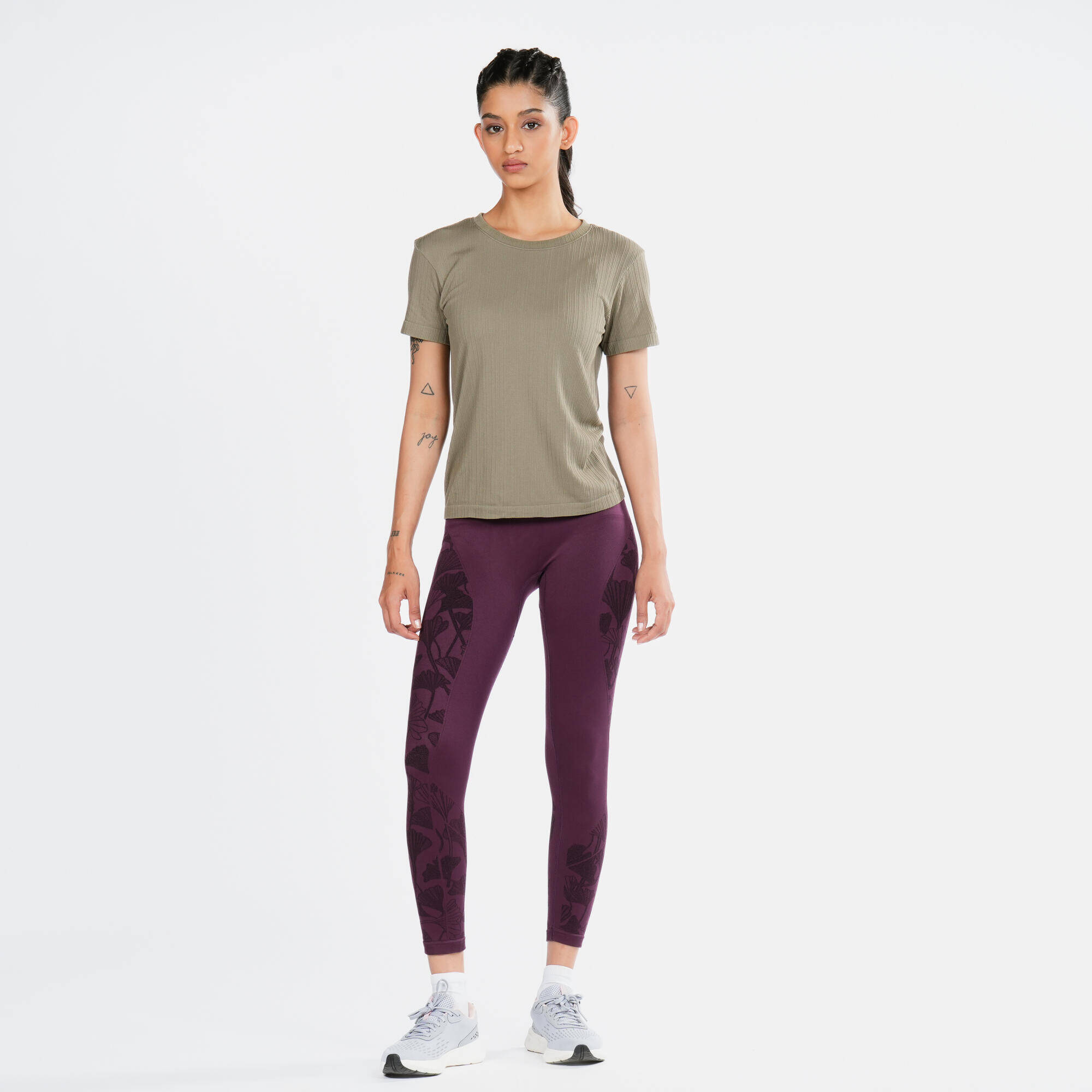 Women's breathable short-sleeved T-shirt, old purple -  2