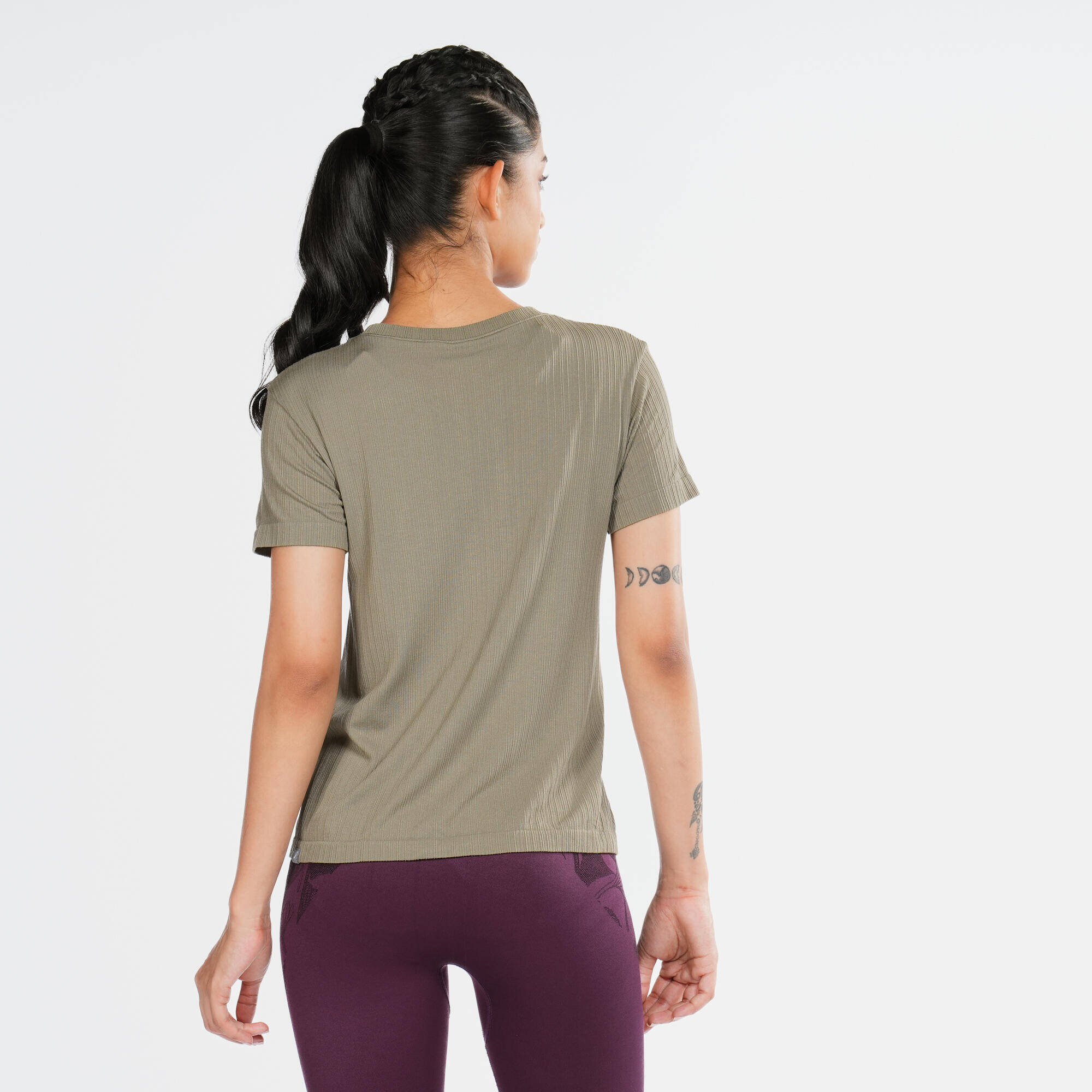 Women's breathable short-sleeved T-shirt, old purple -  3