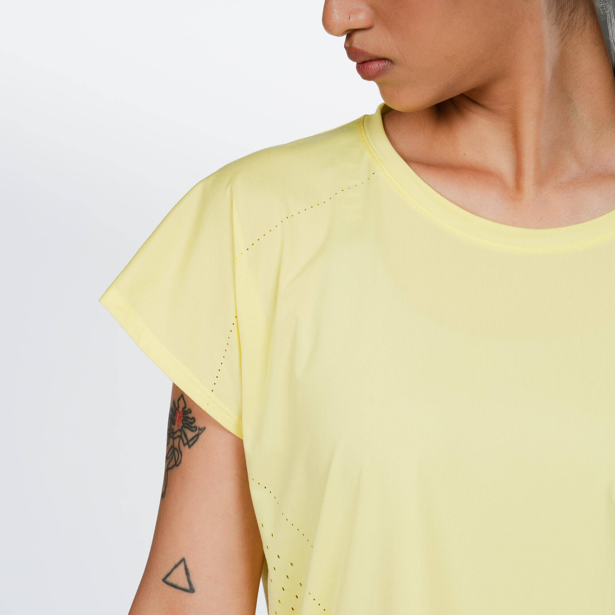 Women's Loose-Fit Breathable Fitness T-Shirt - Pastel Mauve Grey -  3