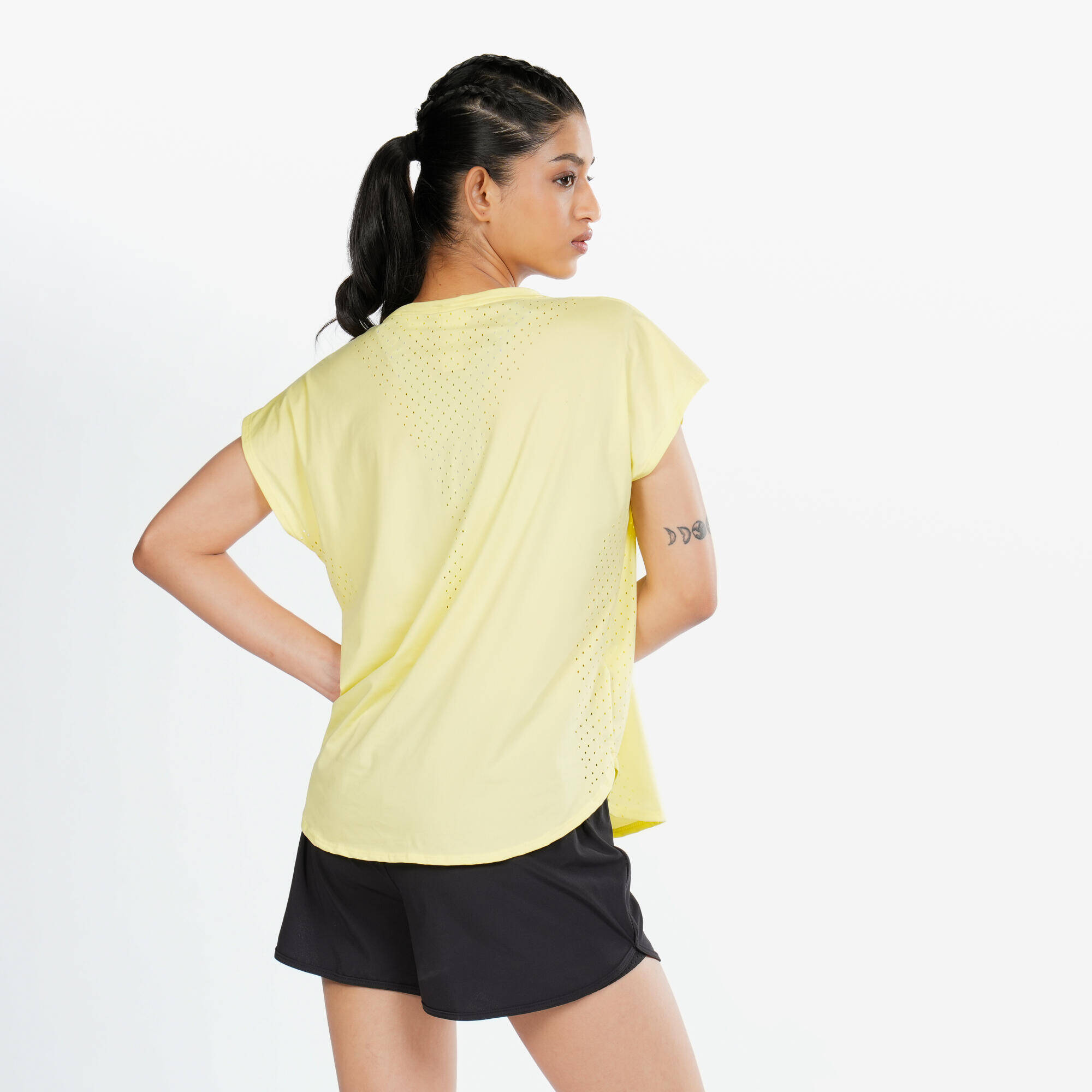 Women's Loose-Fit Breathable Fitness T-Shirt - Pastel Mauve Grey -  2