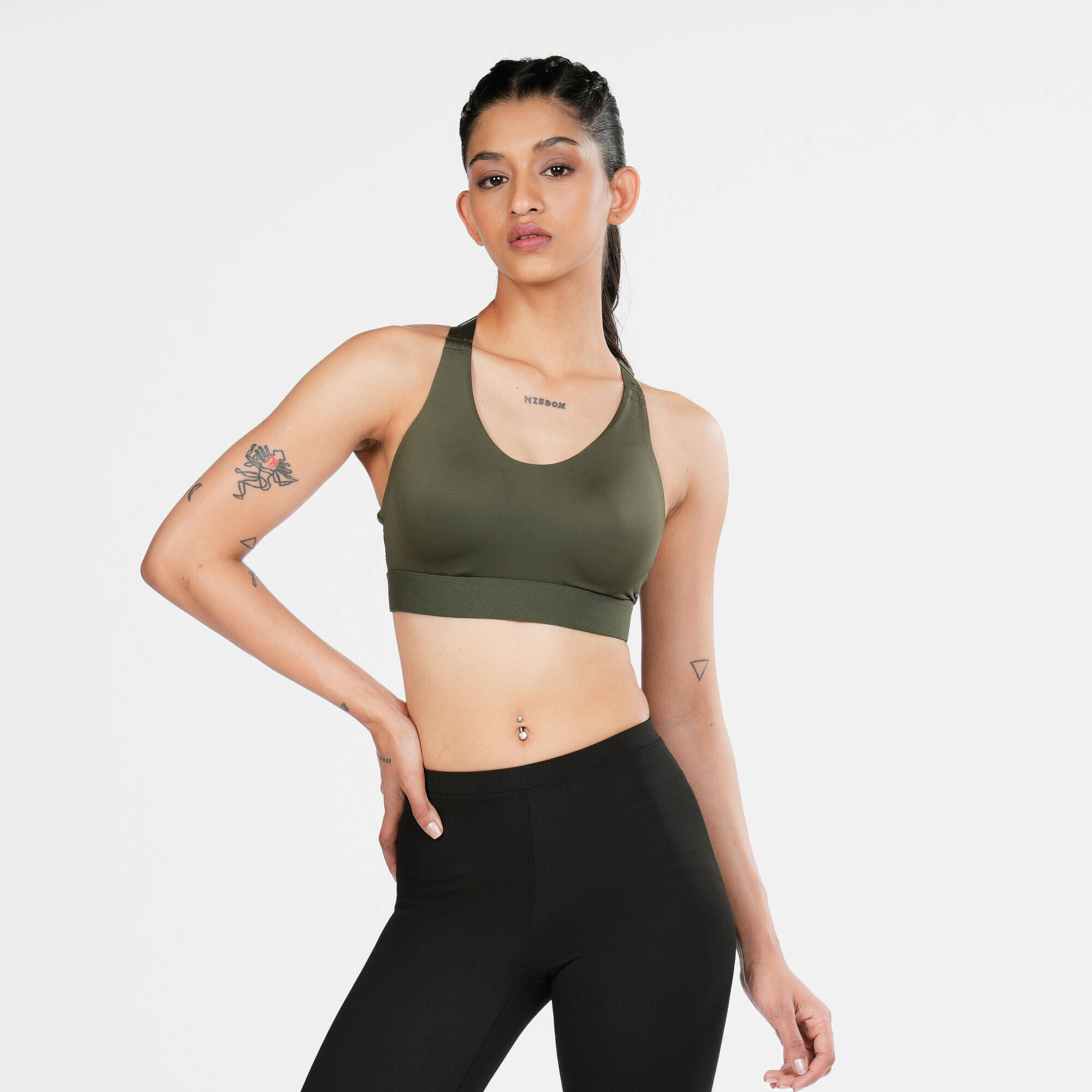 Women's High Support Adjustable Sports Bra with Cups - Dark Red