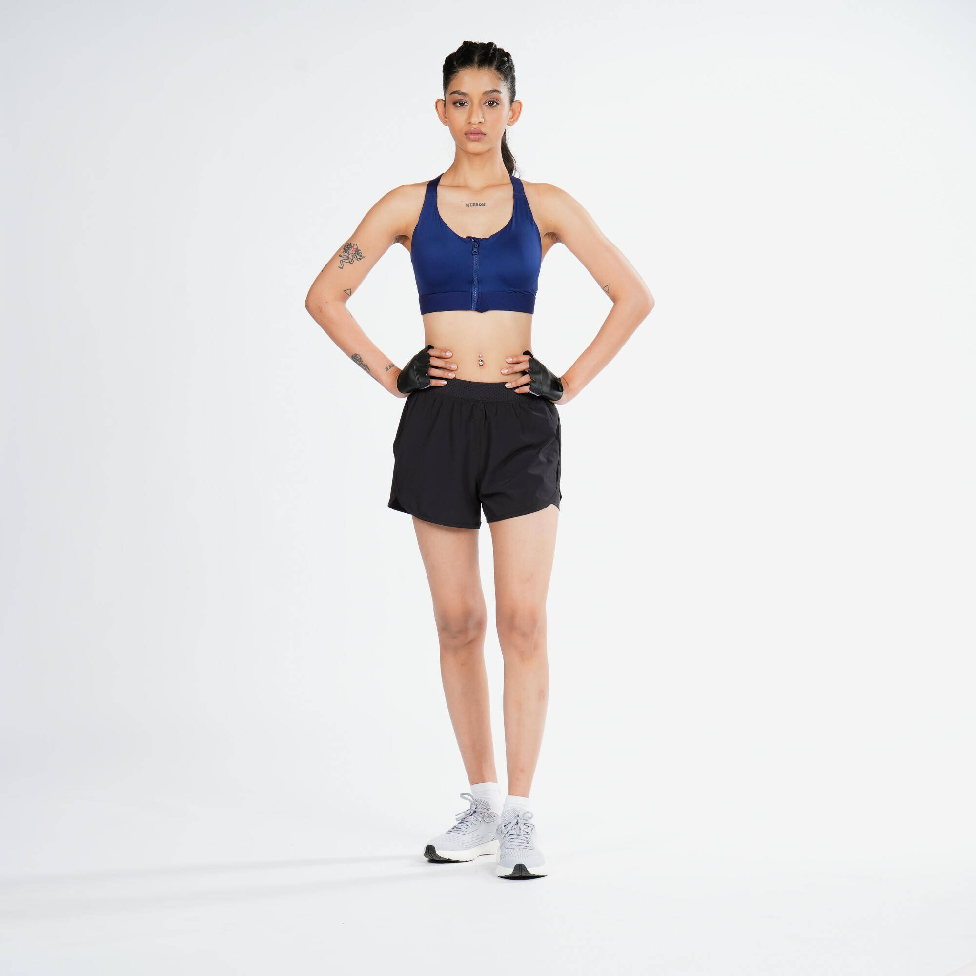 Women's High Support Zipped Sports Bra with Cups - Blue -  4
