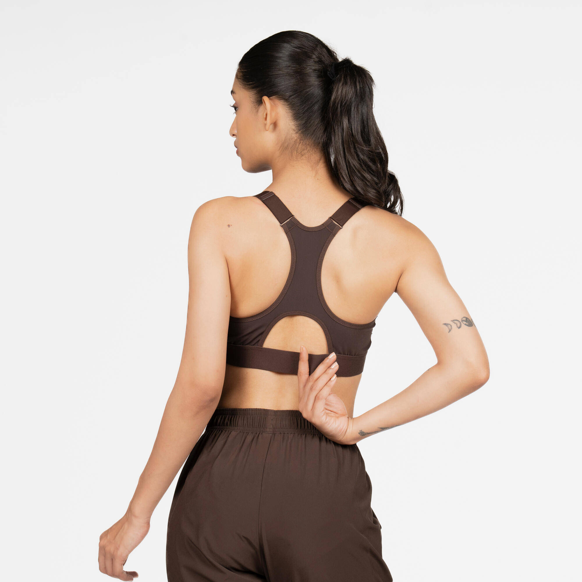 Women's High Support Zipped Sports Bra with Cups - Ochre -  2