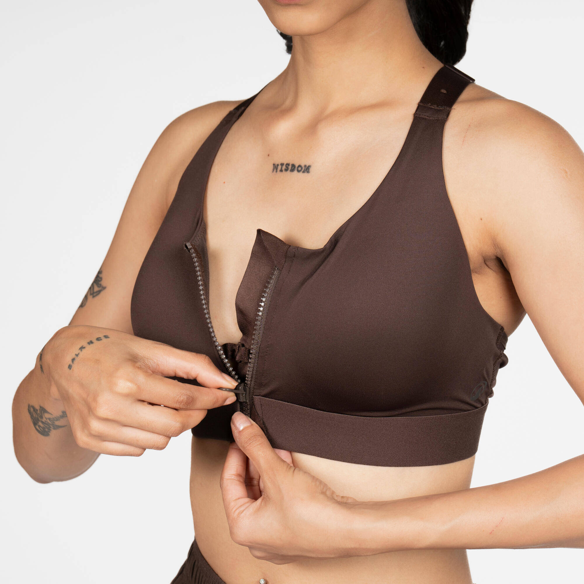 Women's High Support Zipped Sports Bra with Cups - Ochre -  4