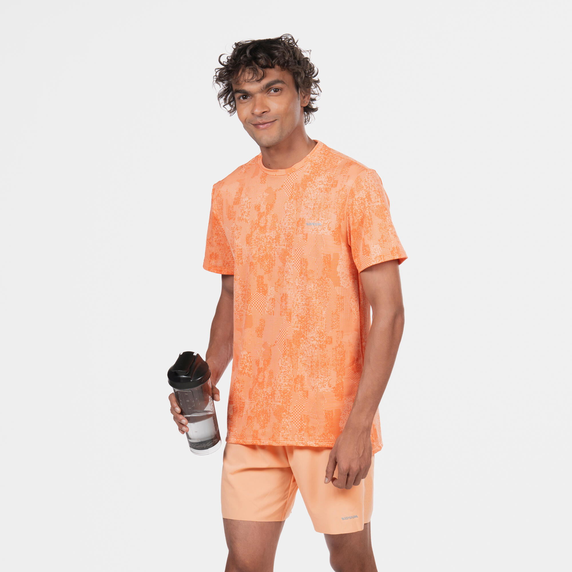 kalenji MEN'S RUNNING T-SHIRT RUN 500 GRAPH ORANGE-picture-4
