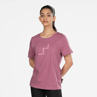 Women's Cotton Crew Neck Short Sleeved T-Shirt Run 500 - Pink