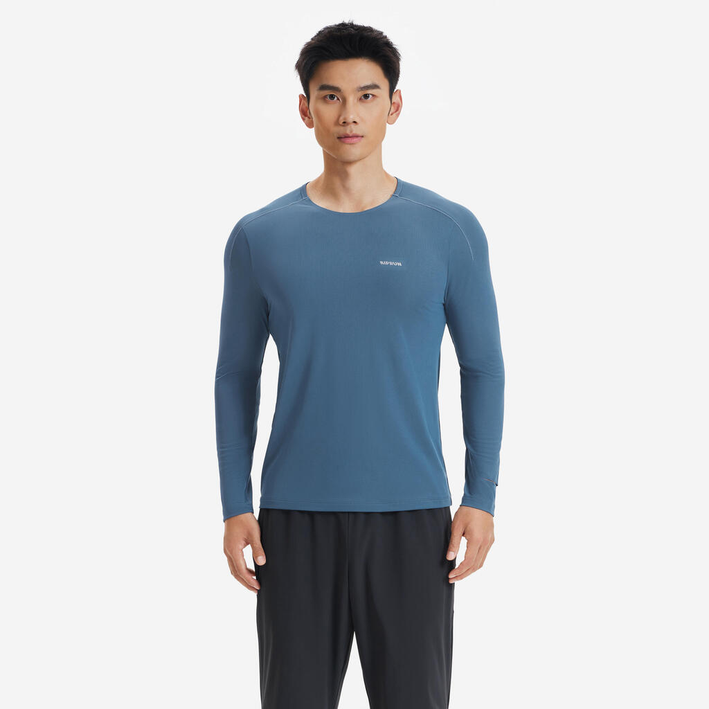 T-shirt de running manches longues respirant et confortable Homme – Bleu