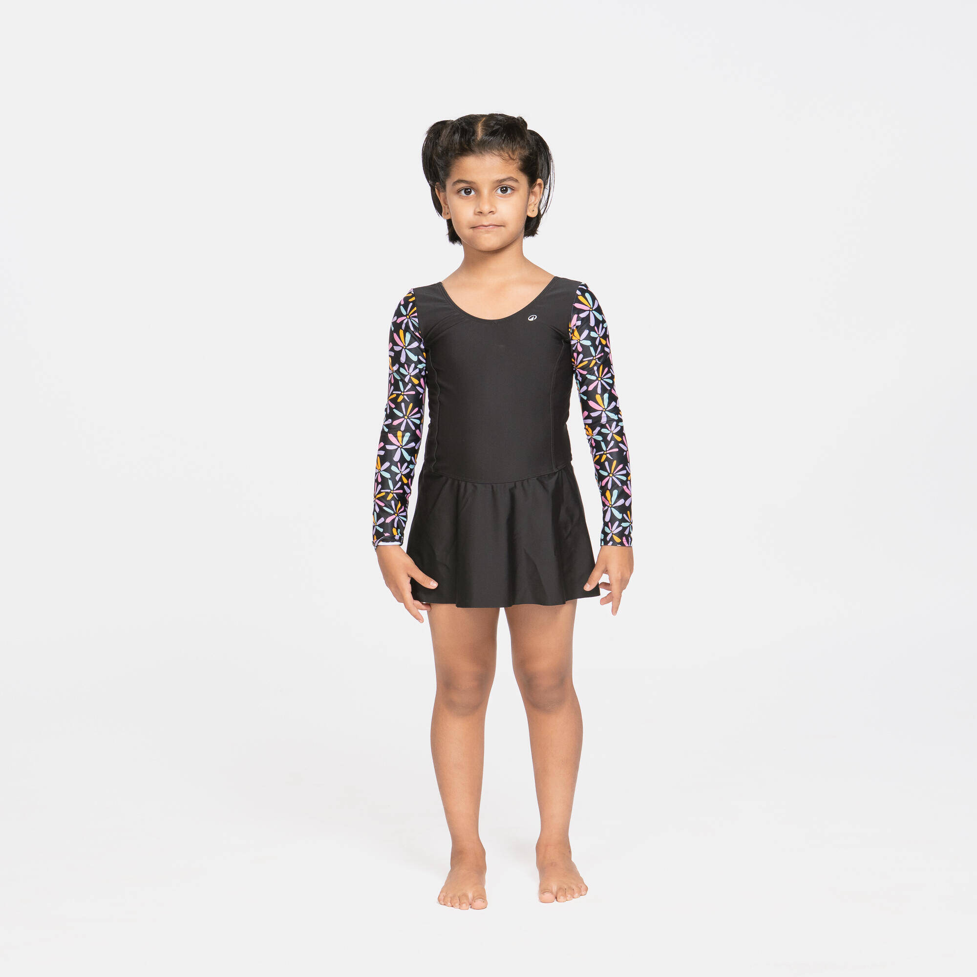 Girls 1Piece swimsuit  Black Print -  4
