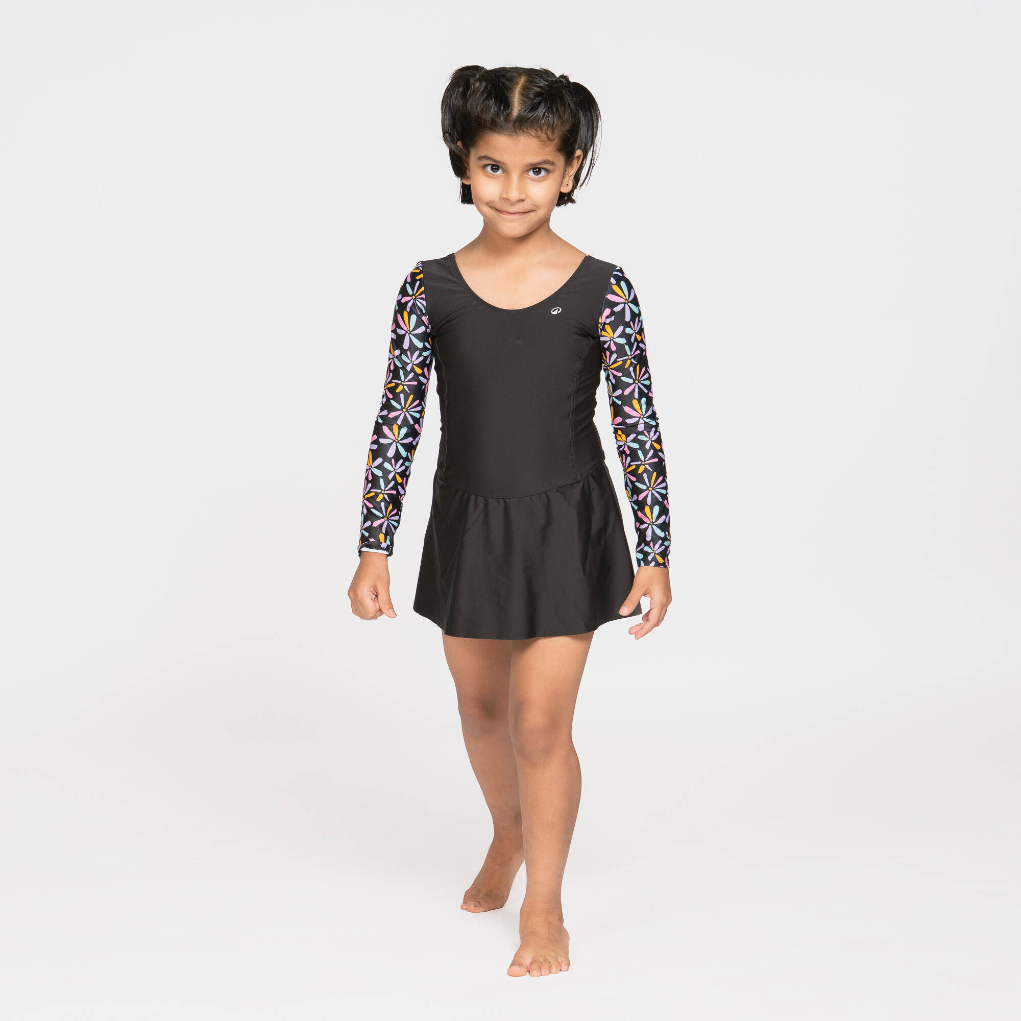 Girls 1Piece swimsuit  Black Print -  2