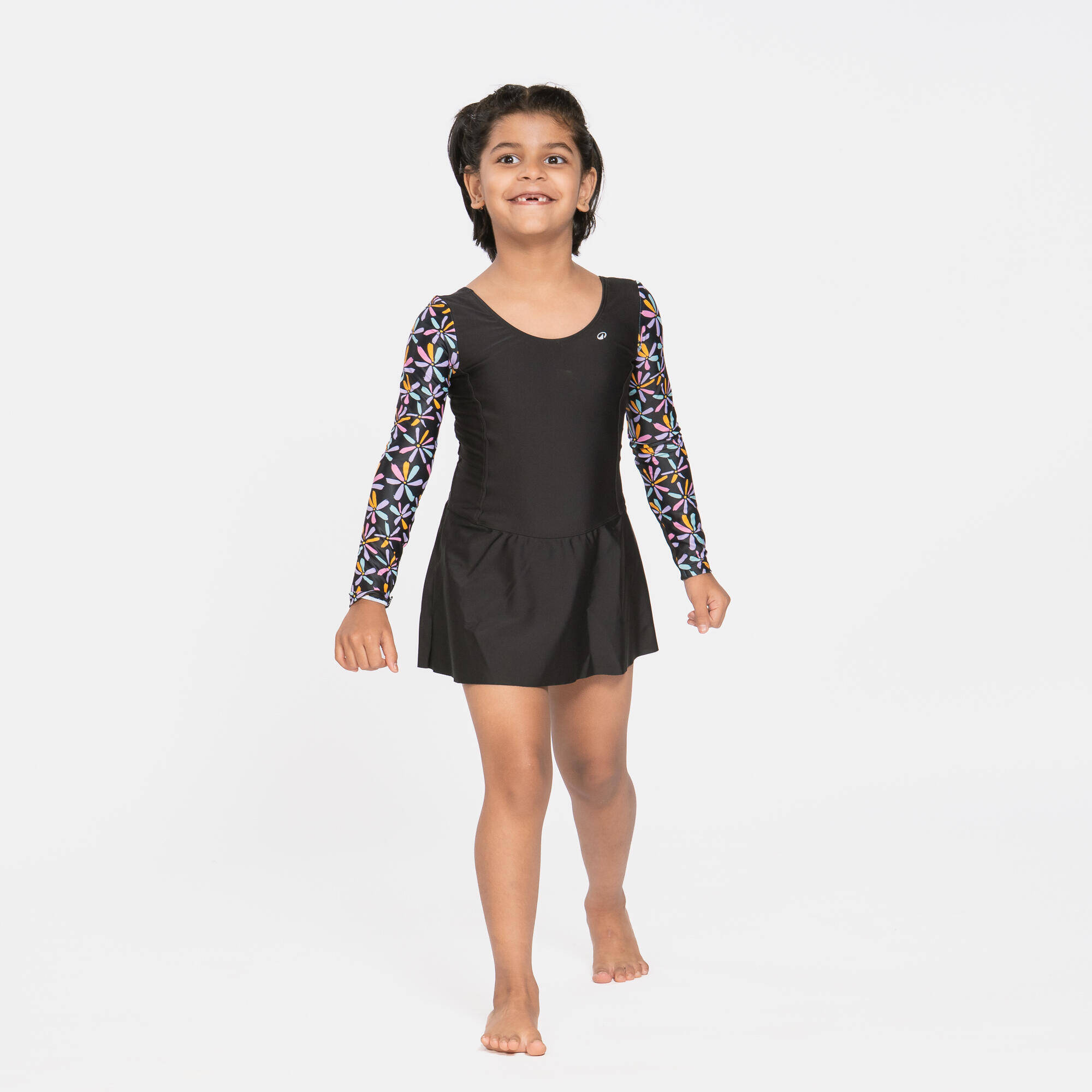 Girls 1Piece swimsuit  Black Print -  1