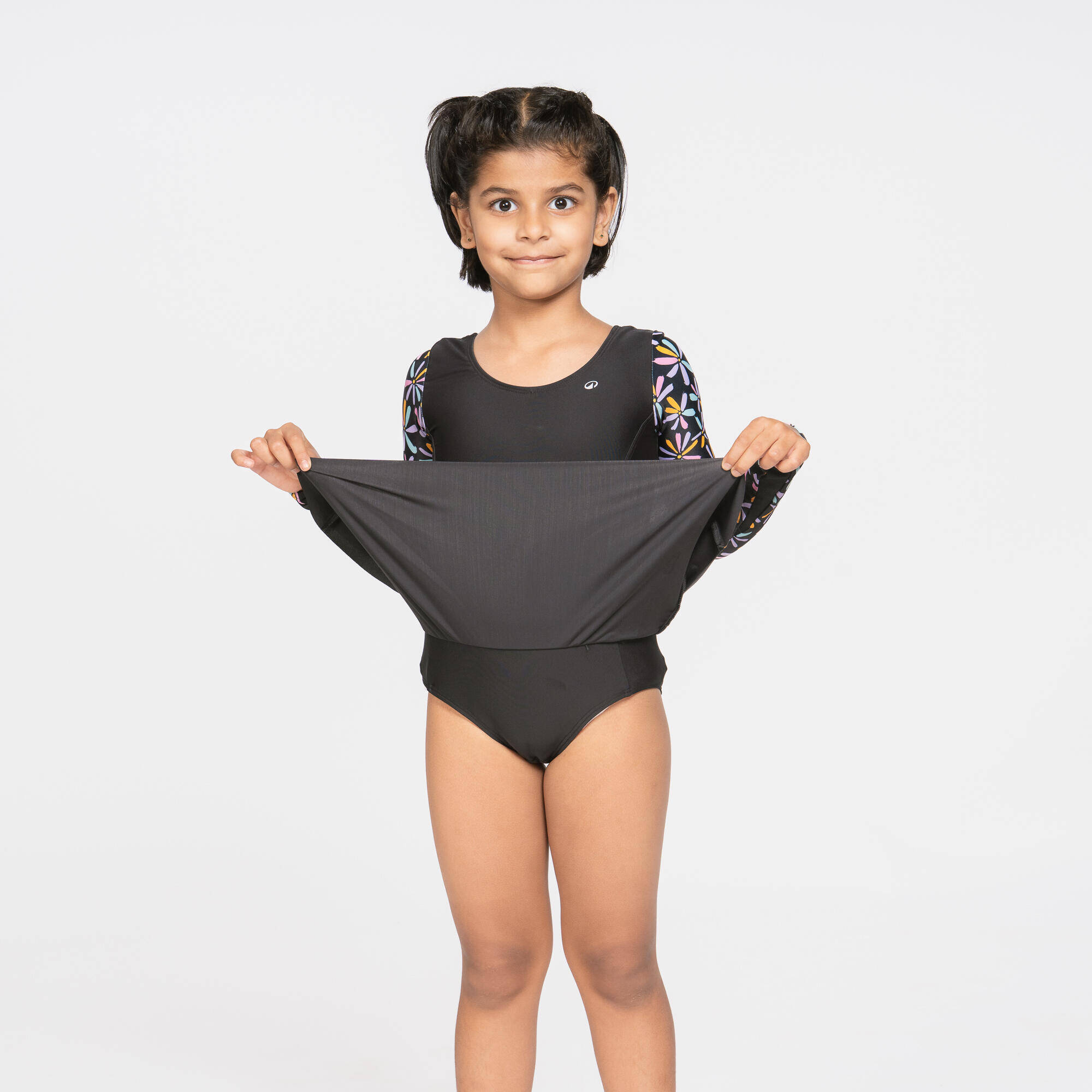 Girls 1Piece swimsuit  Black Print -  3