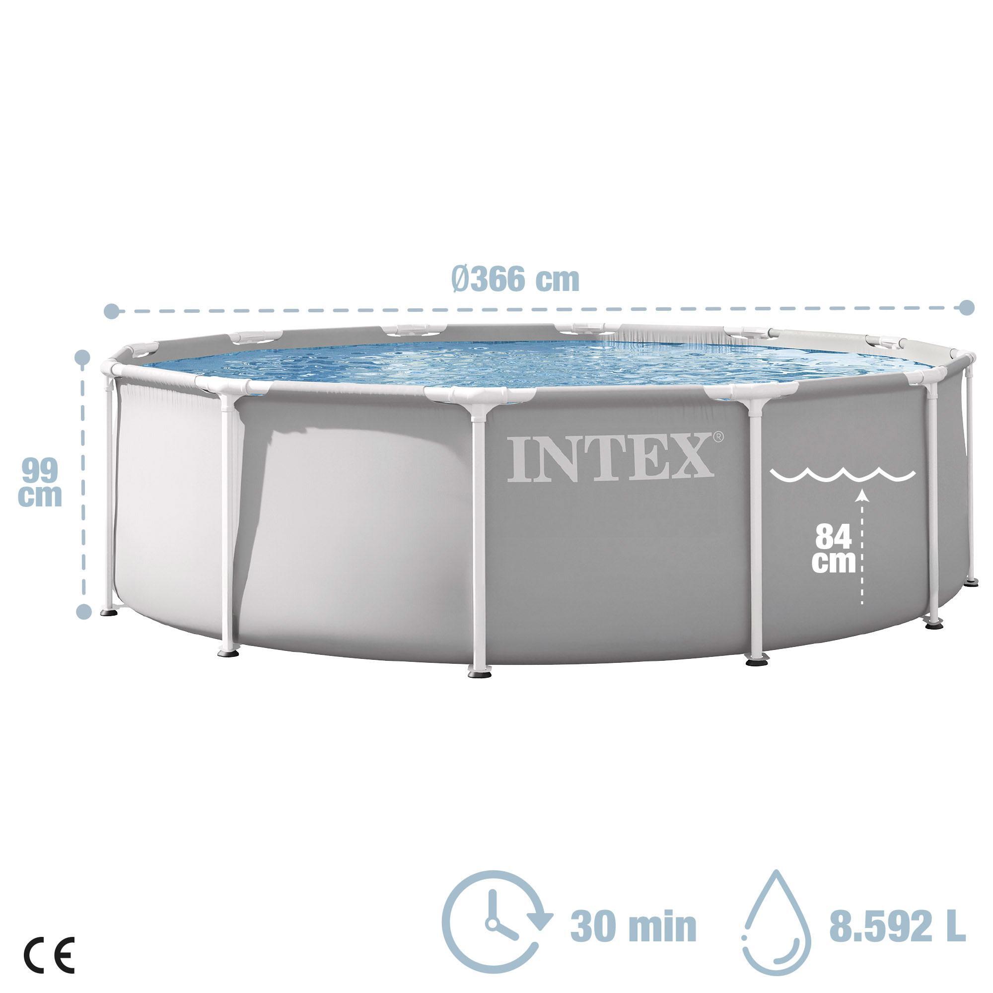 PISCINA DESMONTABLE REDONDA ACERO D366x99CM - 8.592L - CD 2/7