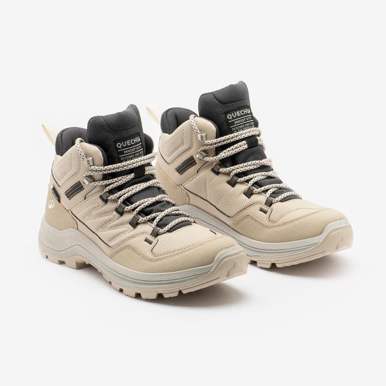 Women's Quechua MH100 beige waterproof hiking boots