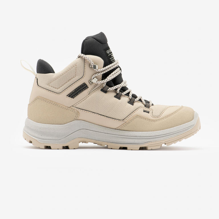 Women's Quechua MH100 beige hiking boots side view