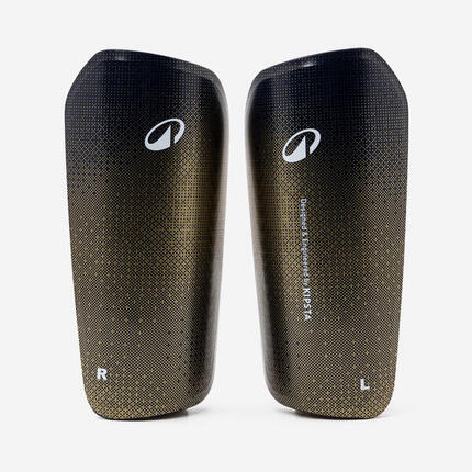 Protège-tibias de foot avec manchons de maintien adulte, F500 bleu