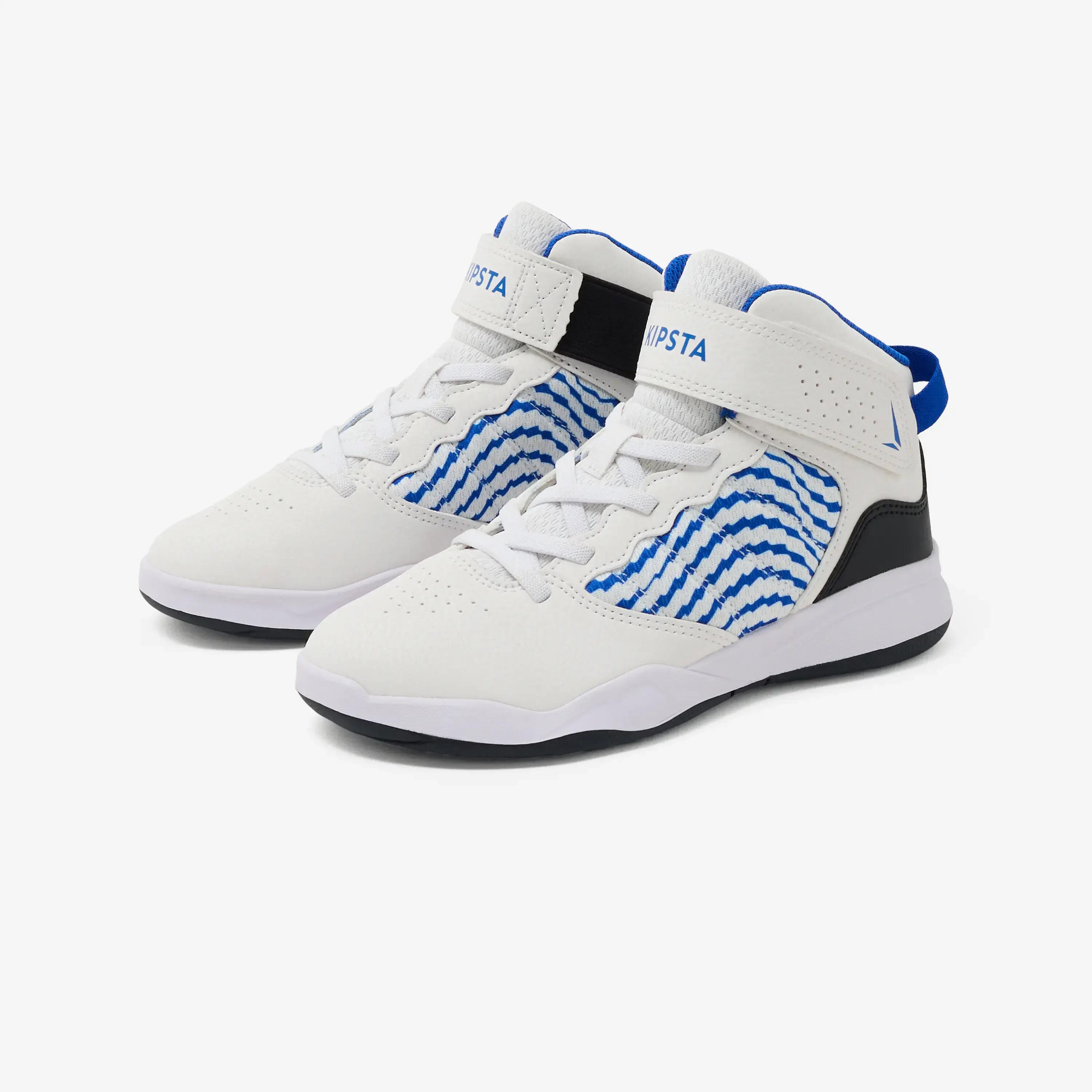 Kids Basketball Shoe SE100 High Cut White Blue -  2