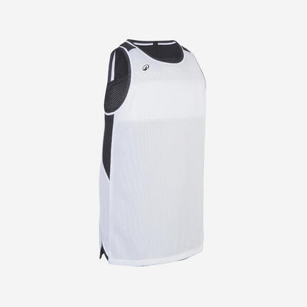 Maillot de Basketball sans manche reversible enfant - T500R JR noir blanc