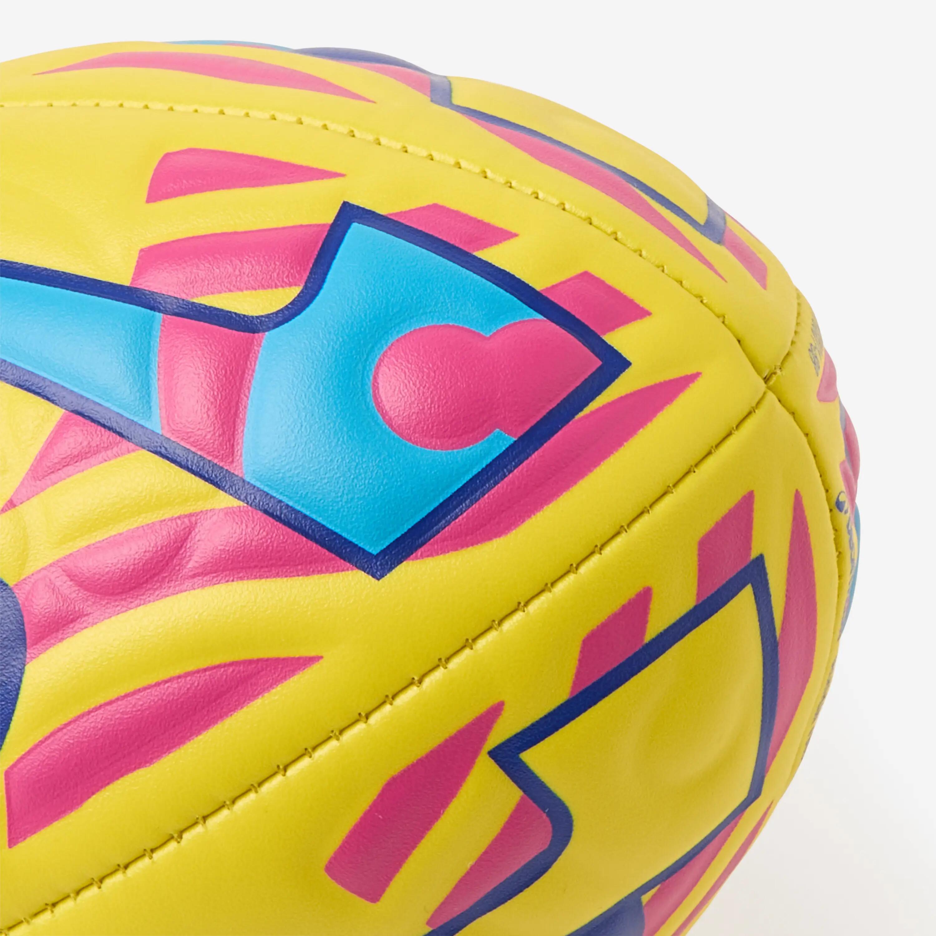 Mini balón de rugby playa, talla 2 mini, Midi City amarillo azul 3/5