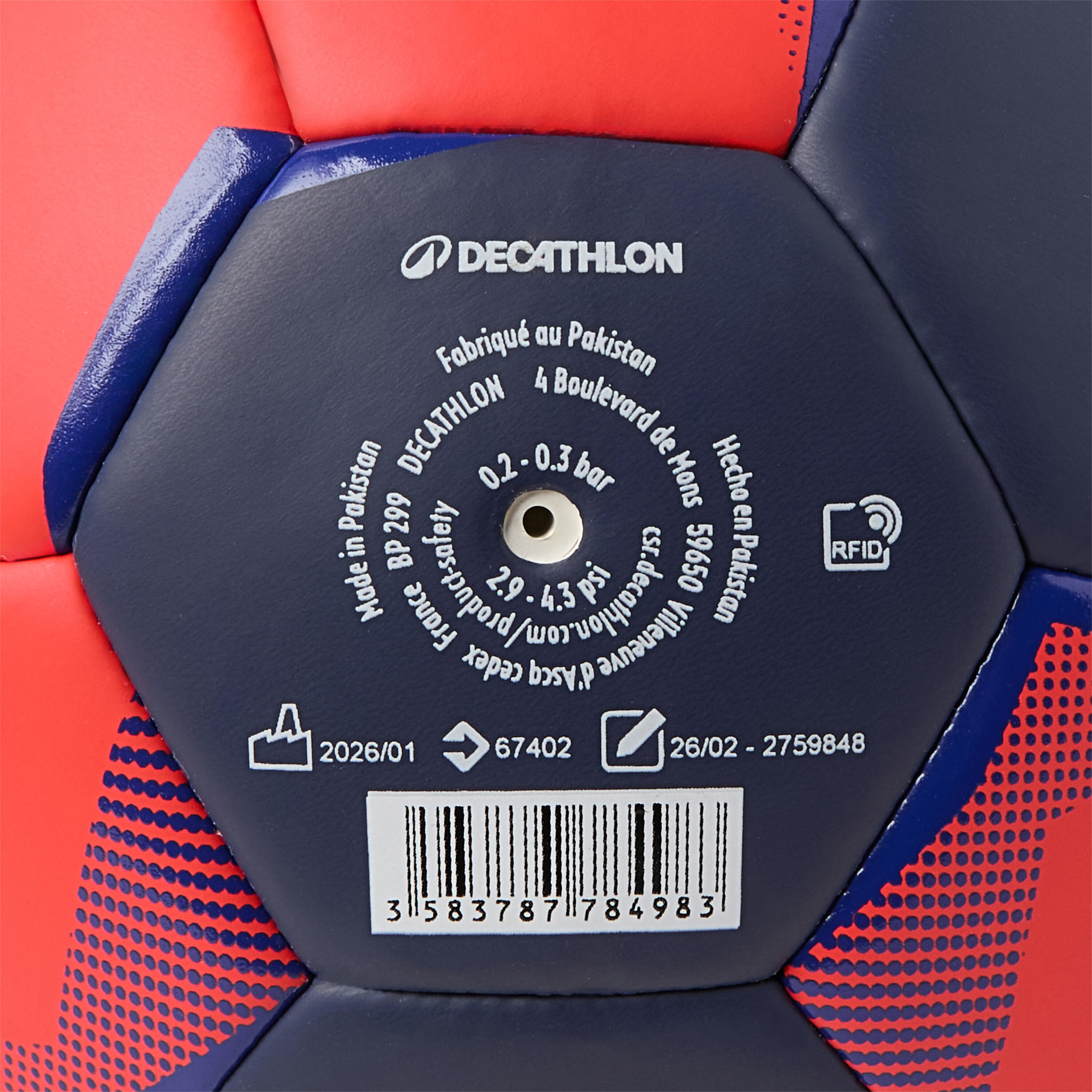 Pilota d'handbol talla 3, H100 Easygrip blau taronja 7/7