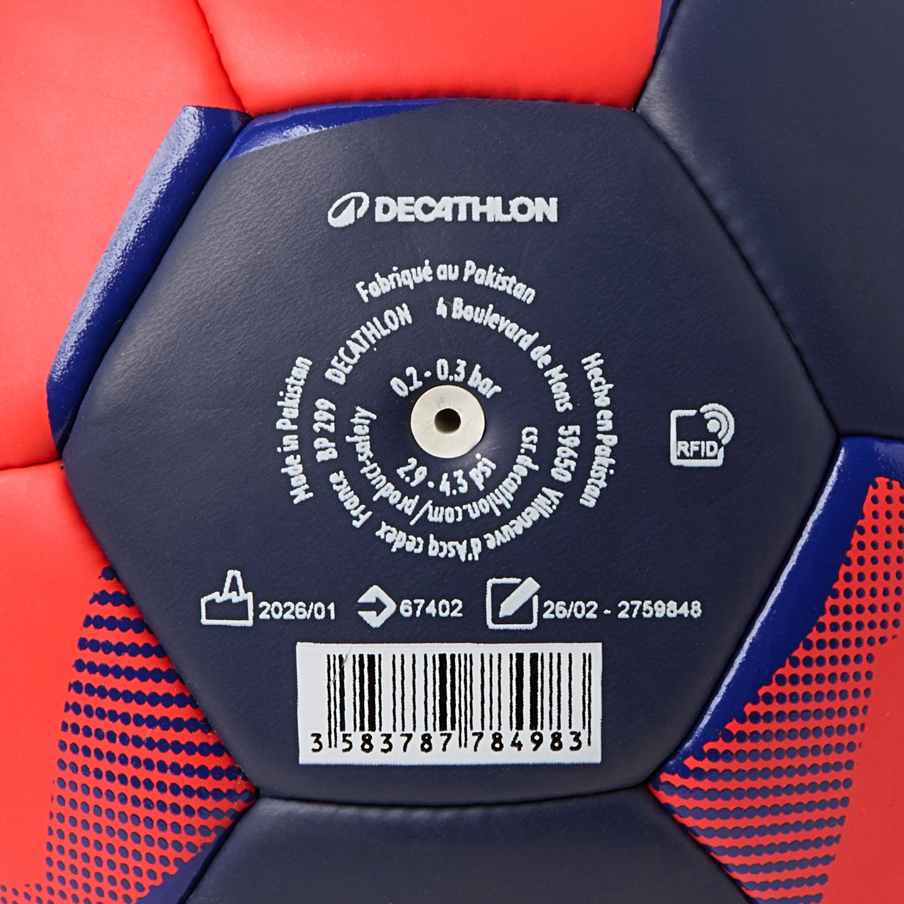Pilota d'handbol talla 2, H100 Easygrip blau taronja 8/8