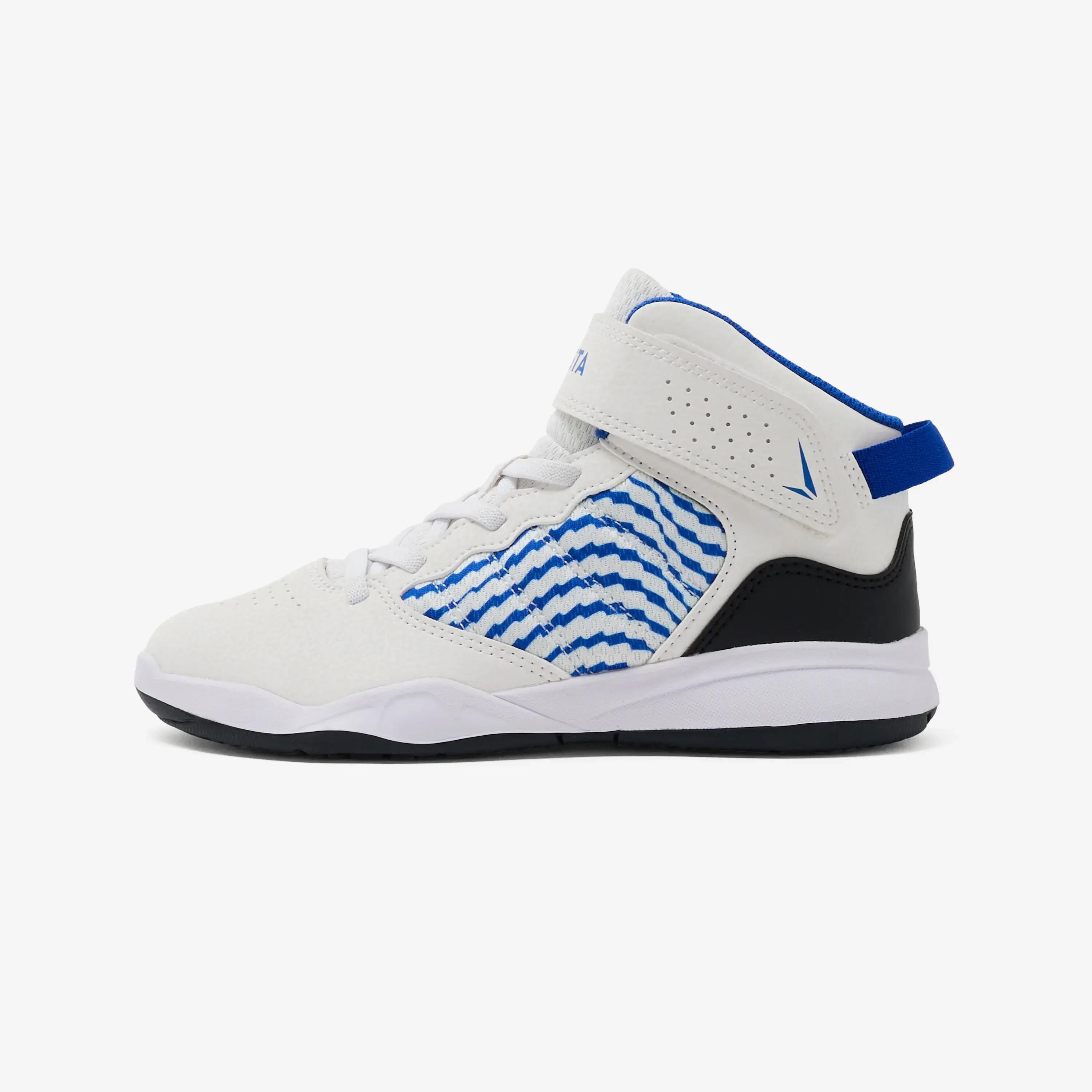 Kids Basketball Shoe SE100 High Cut White Blue -  1