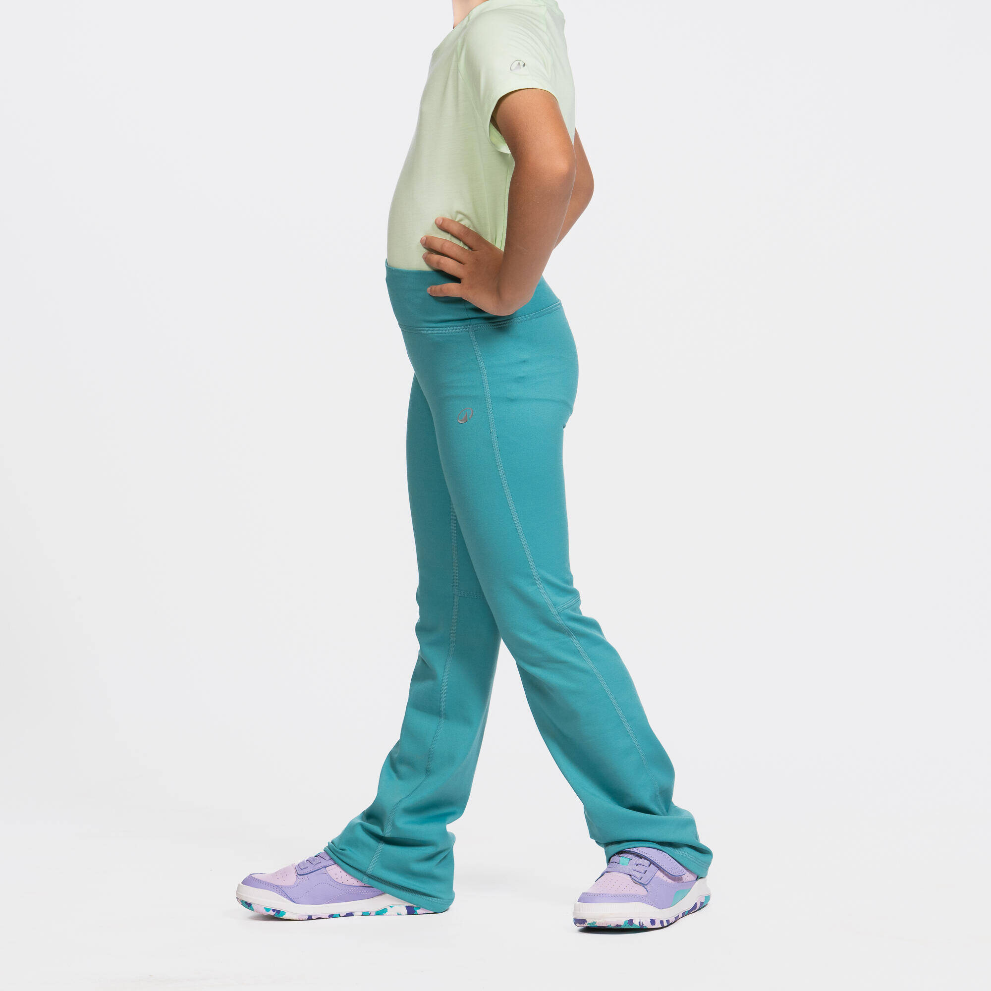 Girls' High-Waisted Flared Fitness Leggings - Purple -  2