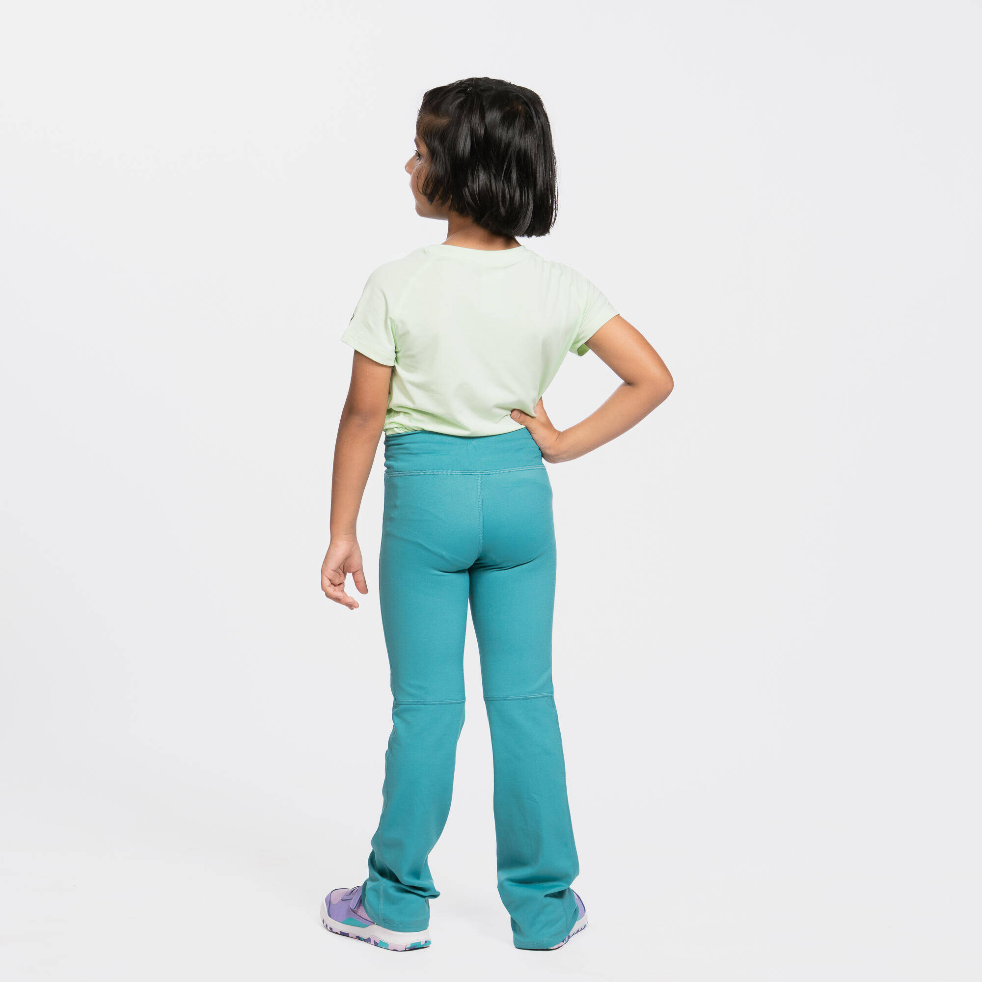 Girls' High-Waisted Flared Fitness Leggings - Purple -  3