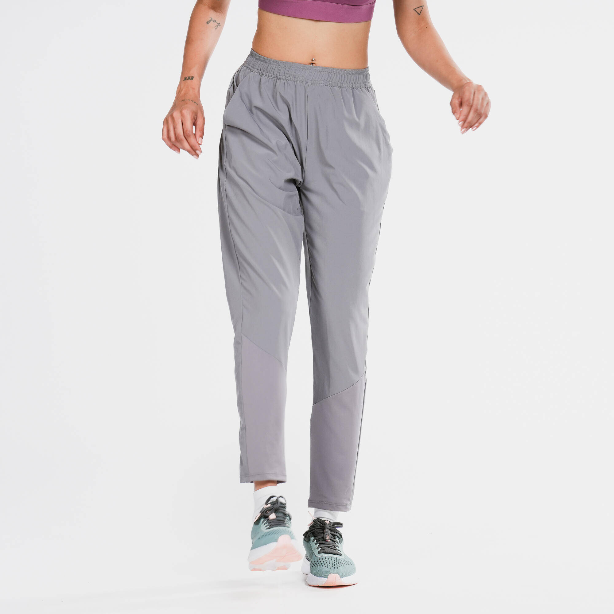 Women's Fitness Cardio Training Bottoms 100 -wenge brown -  1