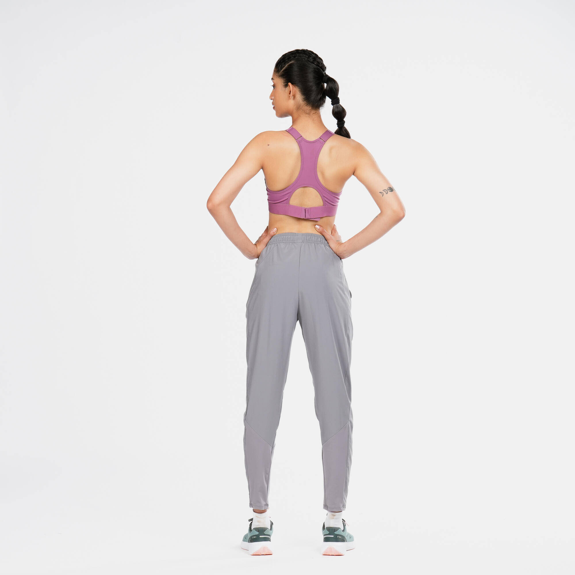 Women's Fitness Cardio Training Bottoms 100 -wenge brown -  3