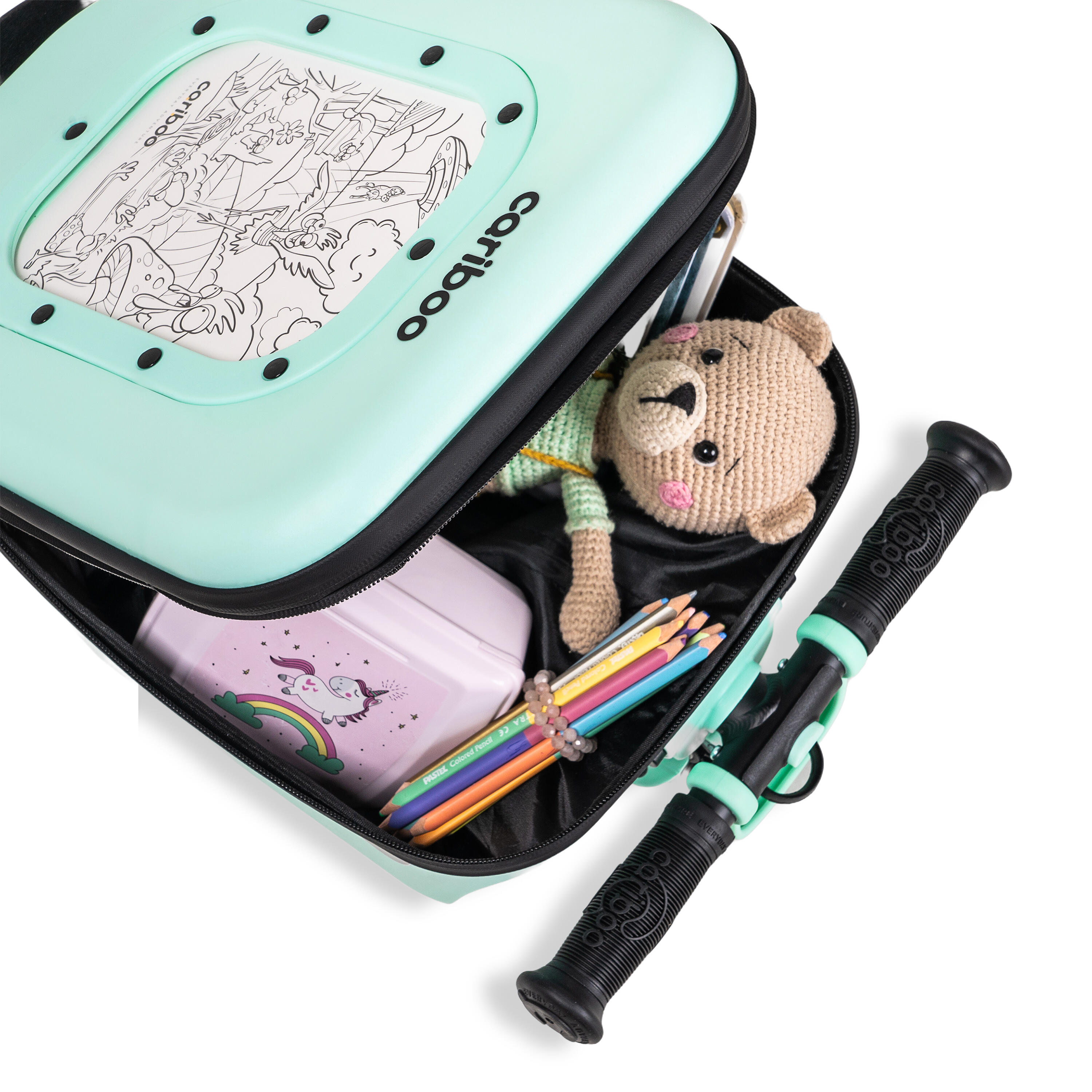 Hulajnoga trójkołowa z walizką Cariboo iTravel Mint koła LED 5/9