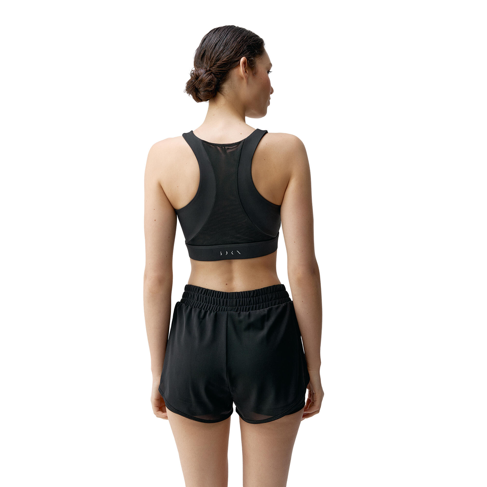 Sujetador deportivo sujeción alta Mujer Born padma negro 3/4