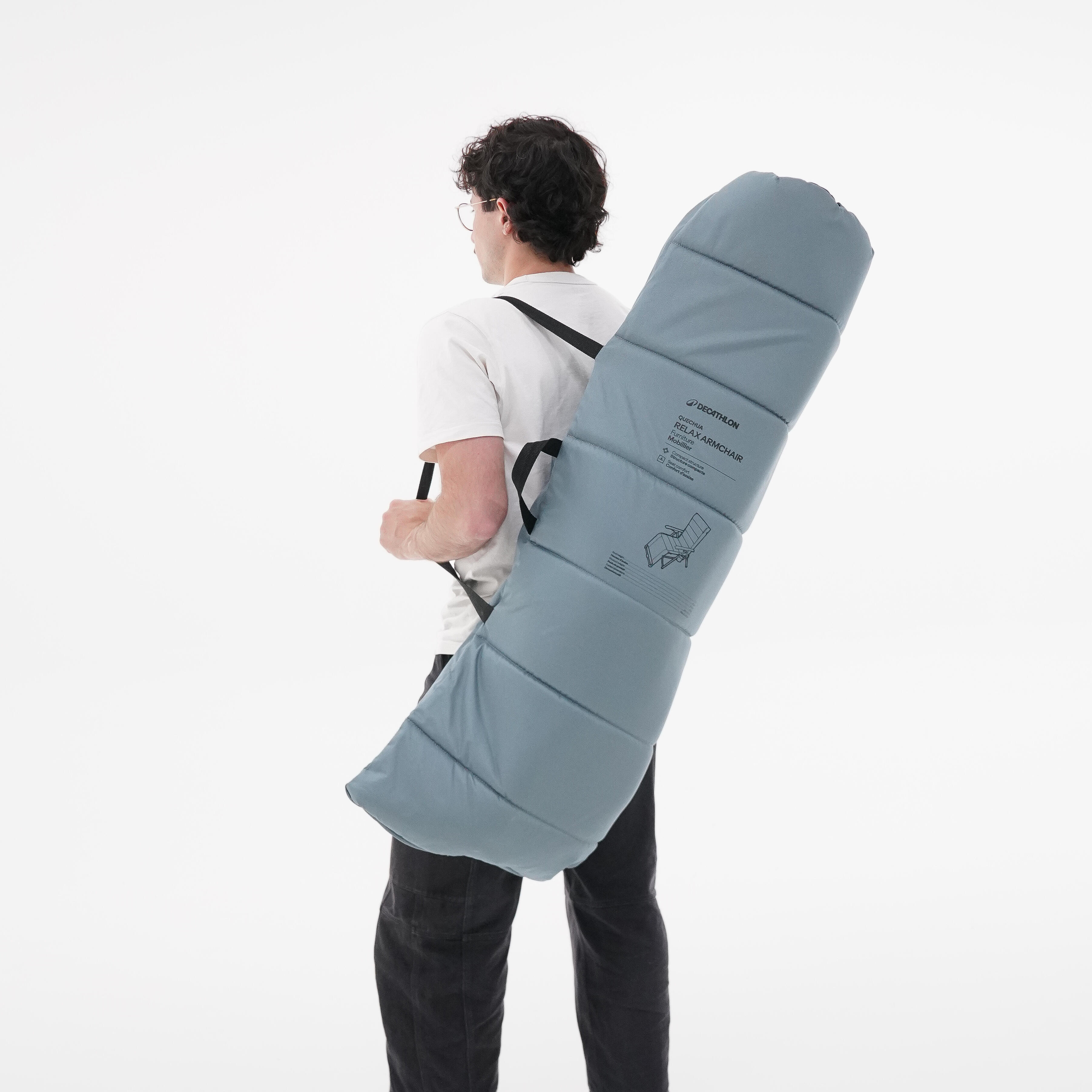 Fauteuil long de camping pliant et matelassé avec appui-tête - QUECHUA