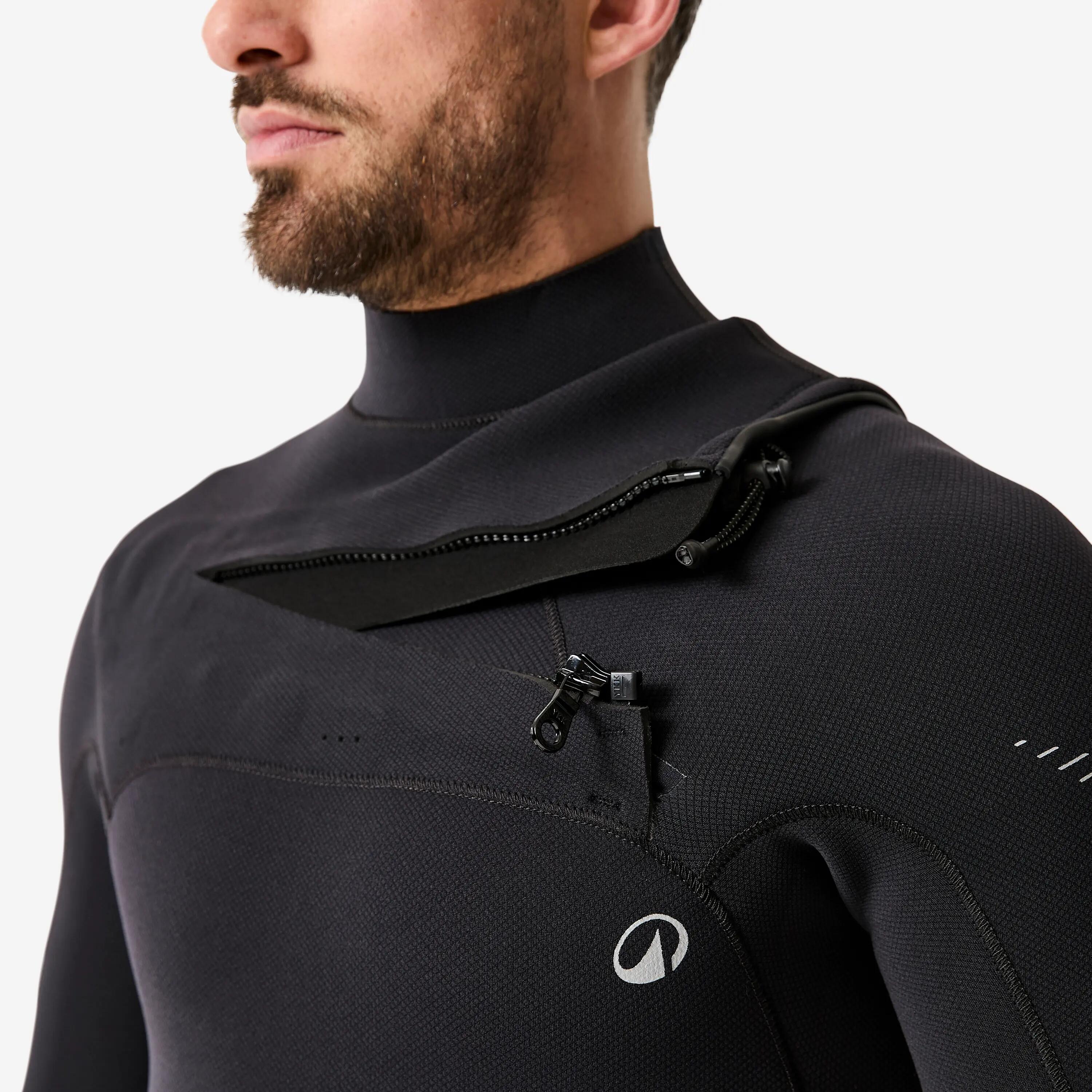Fato de surf 4/3mm em borracha natural homem, 900 preto 8/10