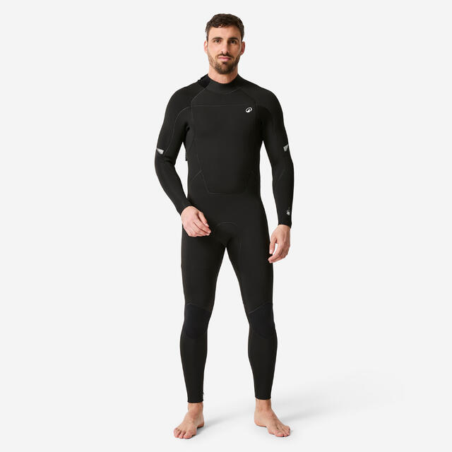 Neoprenanzug Surfen Herren Rückenreißverschluss 500 4/3 mm schwarz