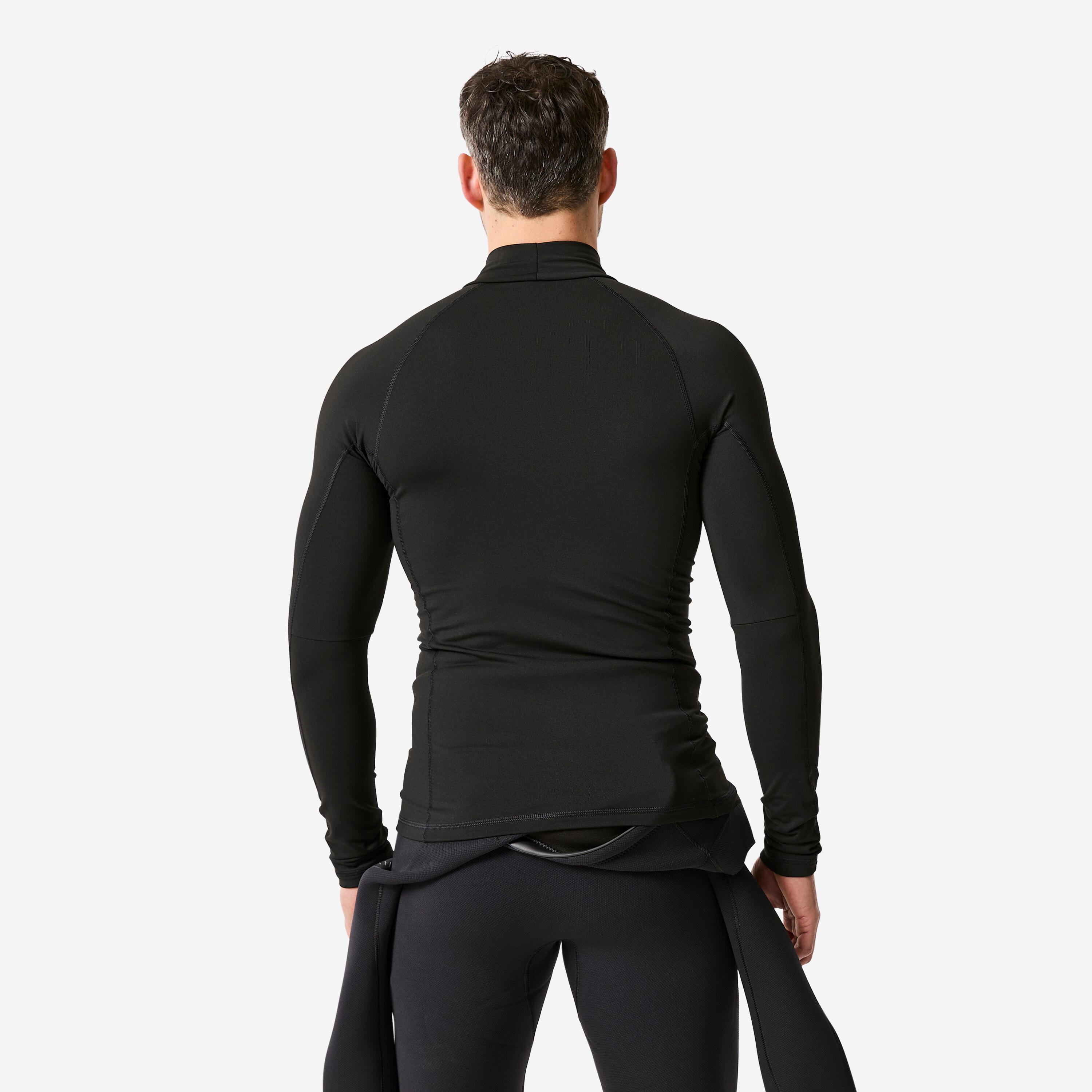 Men’s Long-Sleeved Fleece Surf Top - 900 Black - DECATHLON
