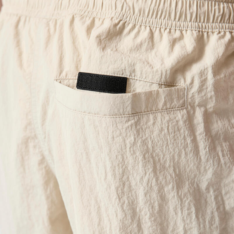 Șort de baie scurt Boardshort surf 15" 100 Șifonat Bej Bărbați