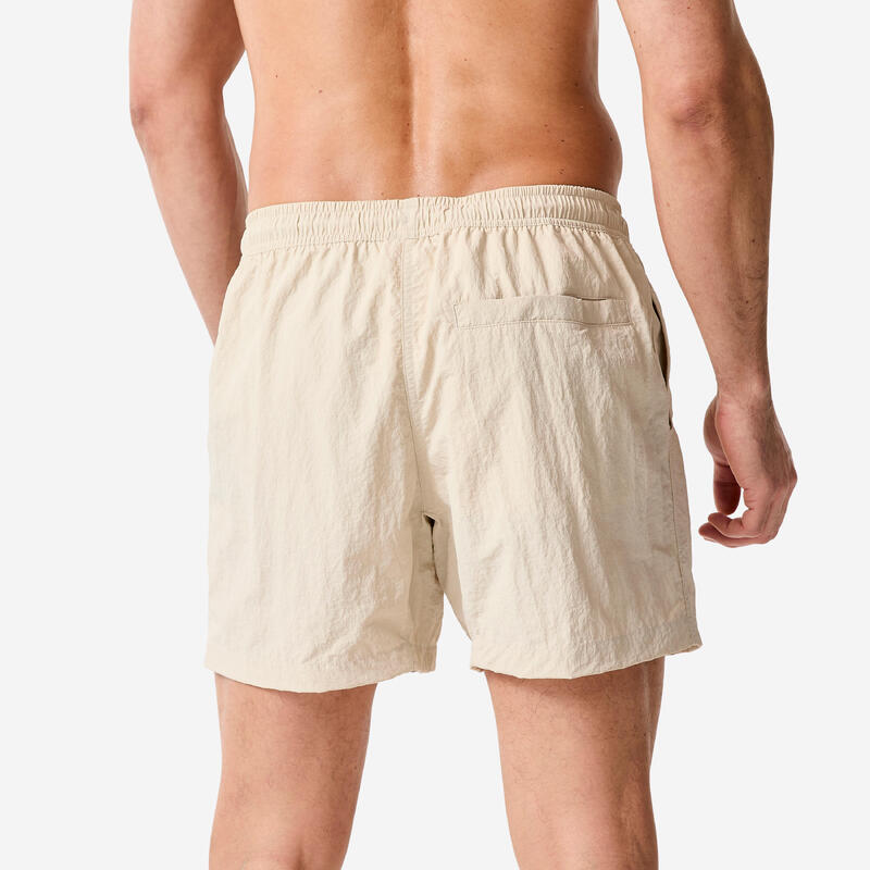 Șort de baie scurt Boardshort surf 15" 100 Șifonat Bej Bărbați