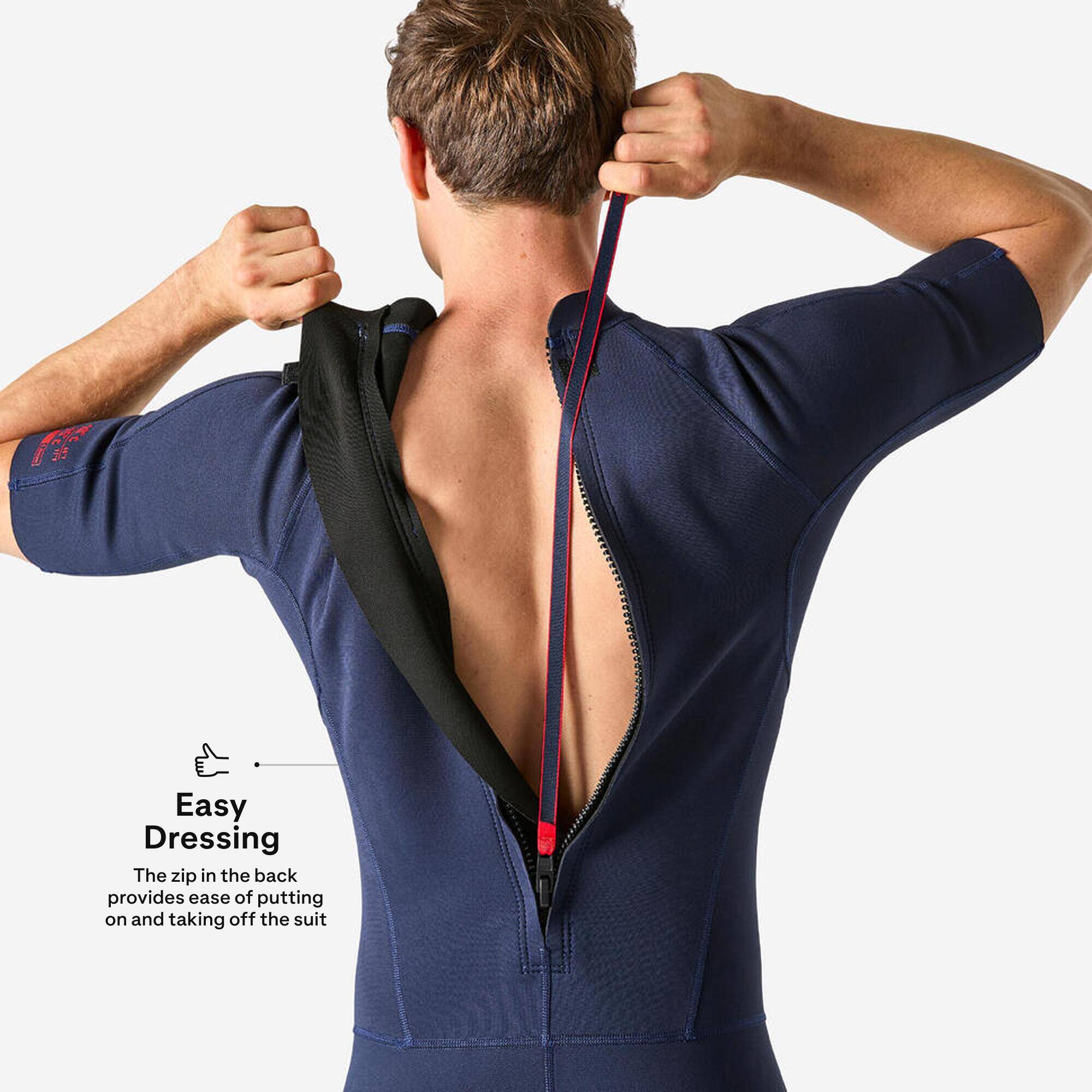 Men Surfing Neoprene Wetsuit 100 1.5mm Navy Blue -  4