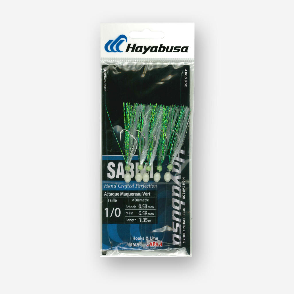 Hayabusa Sabiki Attack Green Mackerel 1/0 sulgedega rakendus