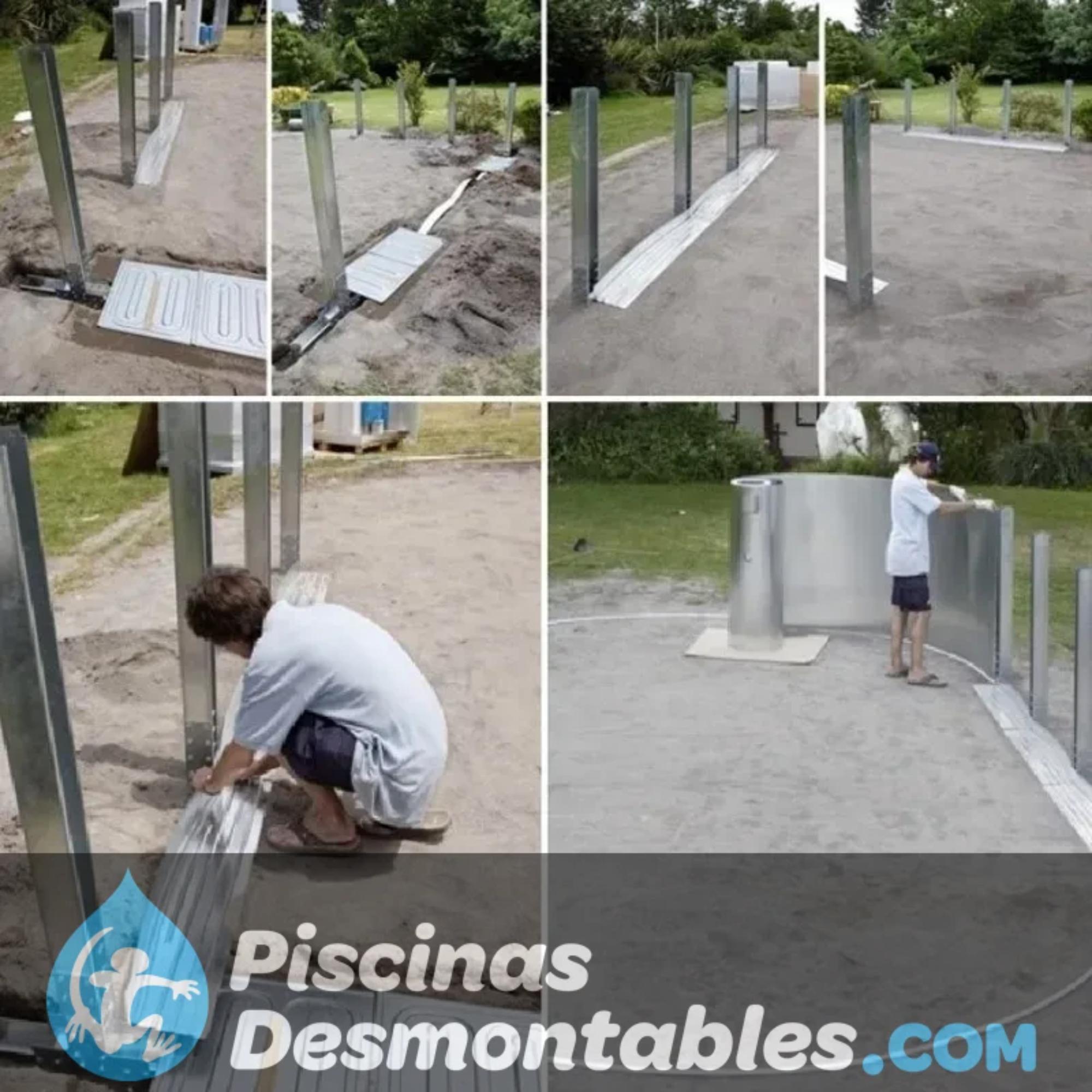 Piscina Desmontable ovalada color antracita 610 x 375 x 132 cm de acero GRE - CD 10/10