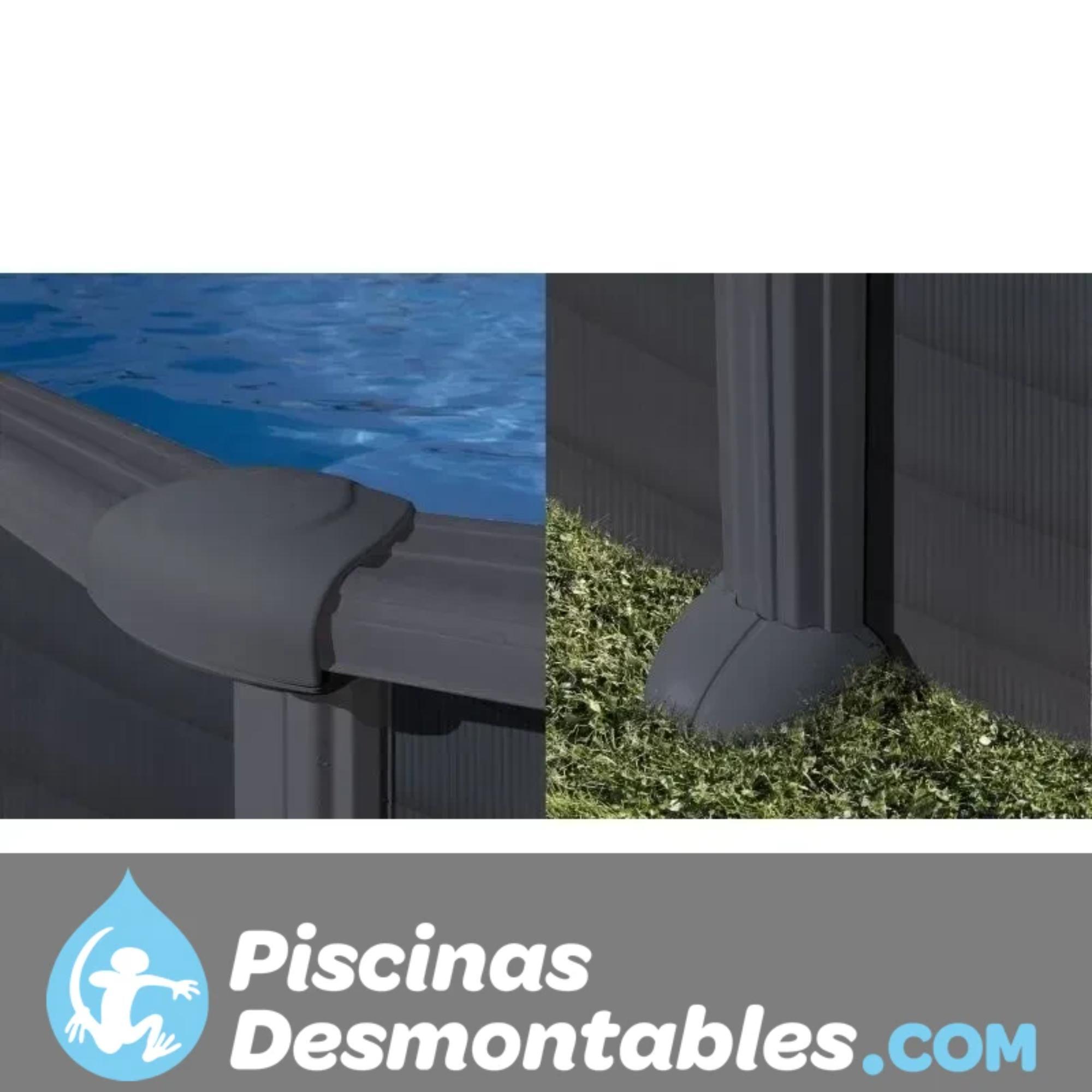 Piscina Desmontable ovalada color antracita 610 x 375 x 132 cm de acero GRE - CD 2/10