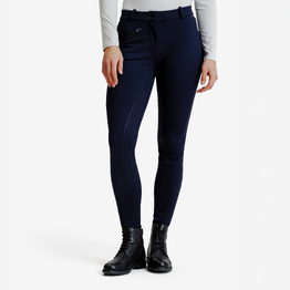 Pantalon équitation  hiver full grip chaud femme - 500 marine