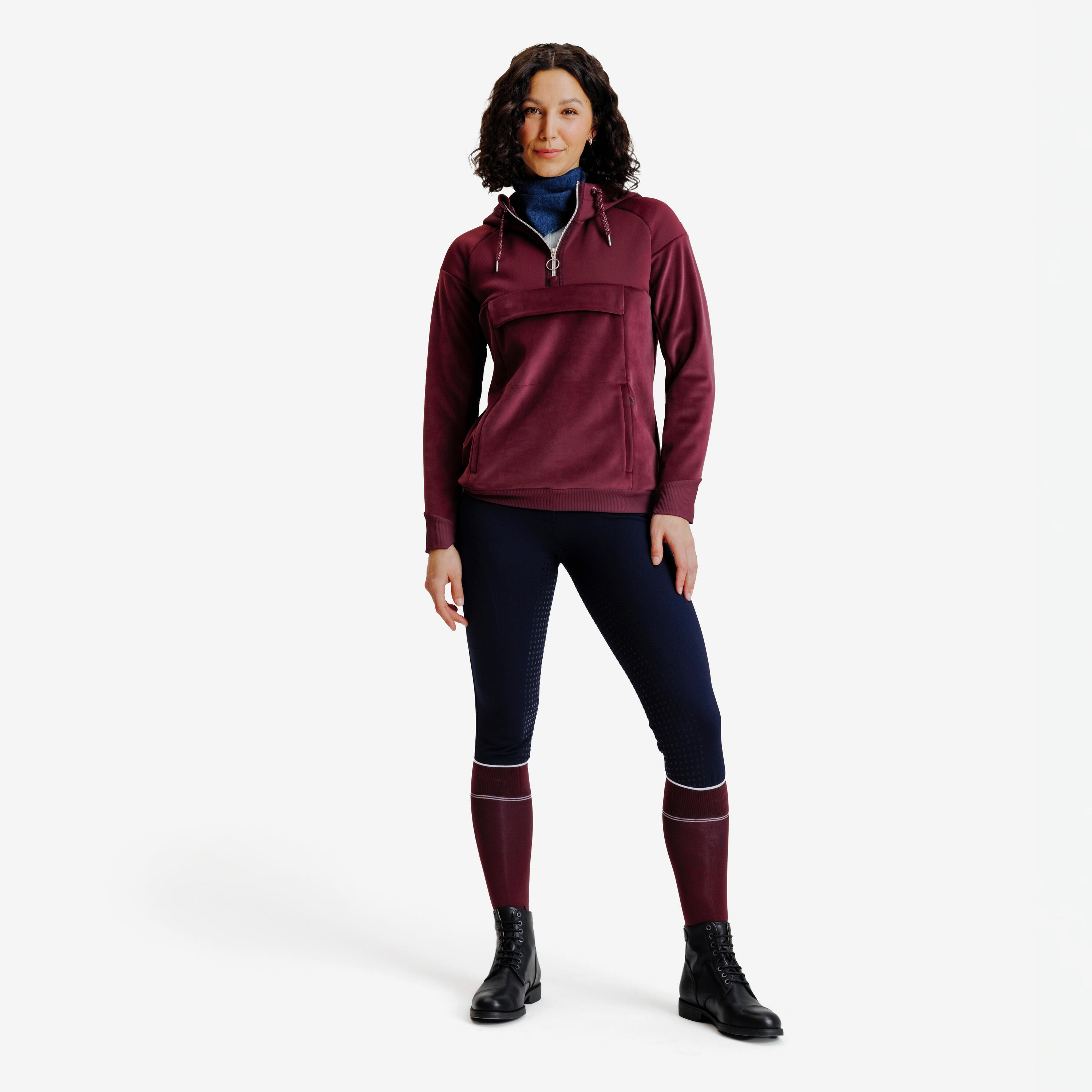 Pantalon d'équitation full grip chaud femme - 500 bleu 2/6