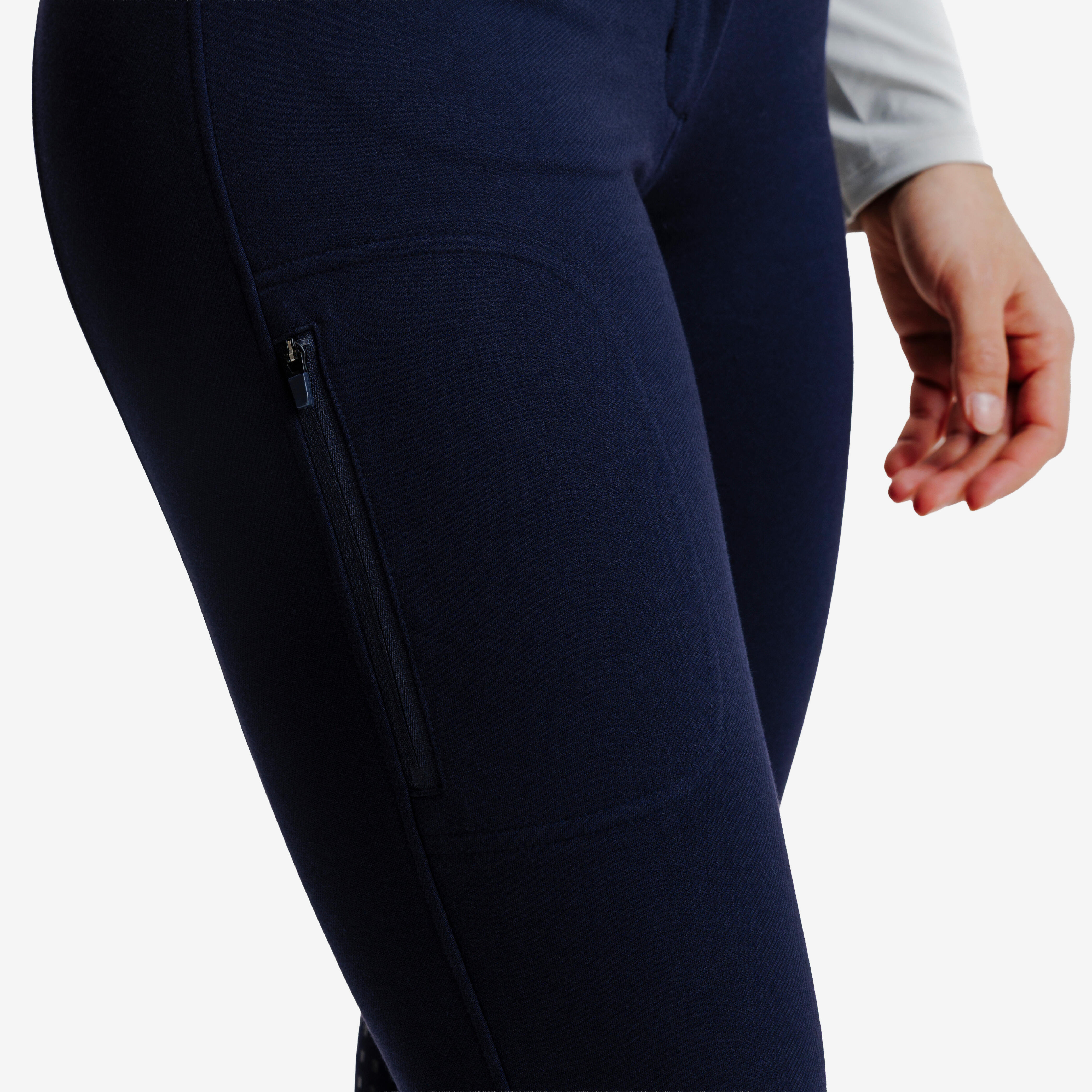 Pantalon d'équitation full grip chaud femme - 500 bleu - FOUGANZA