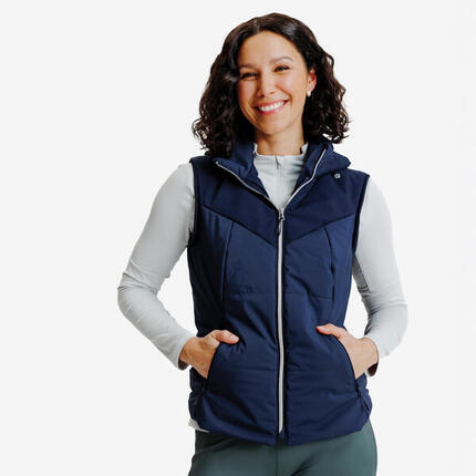 Doudoune équitation sans manches chaud femme - hiver - 900 marine