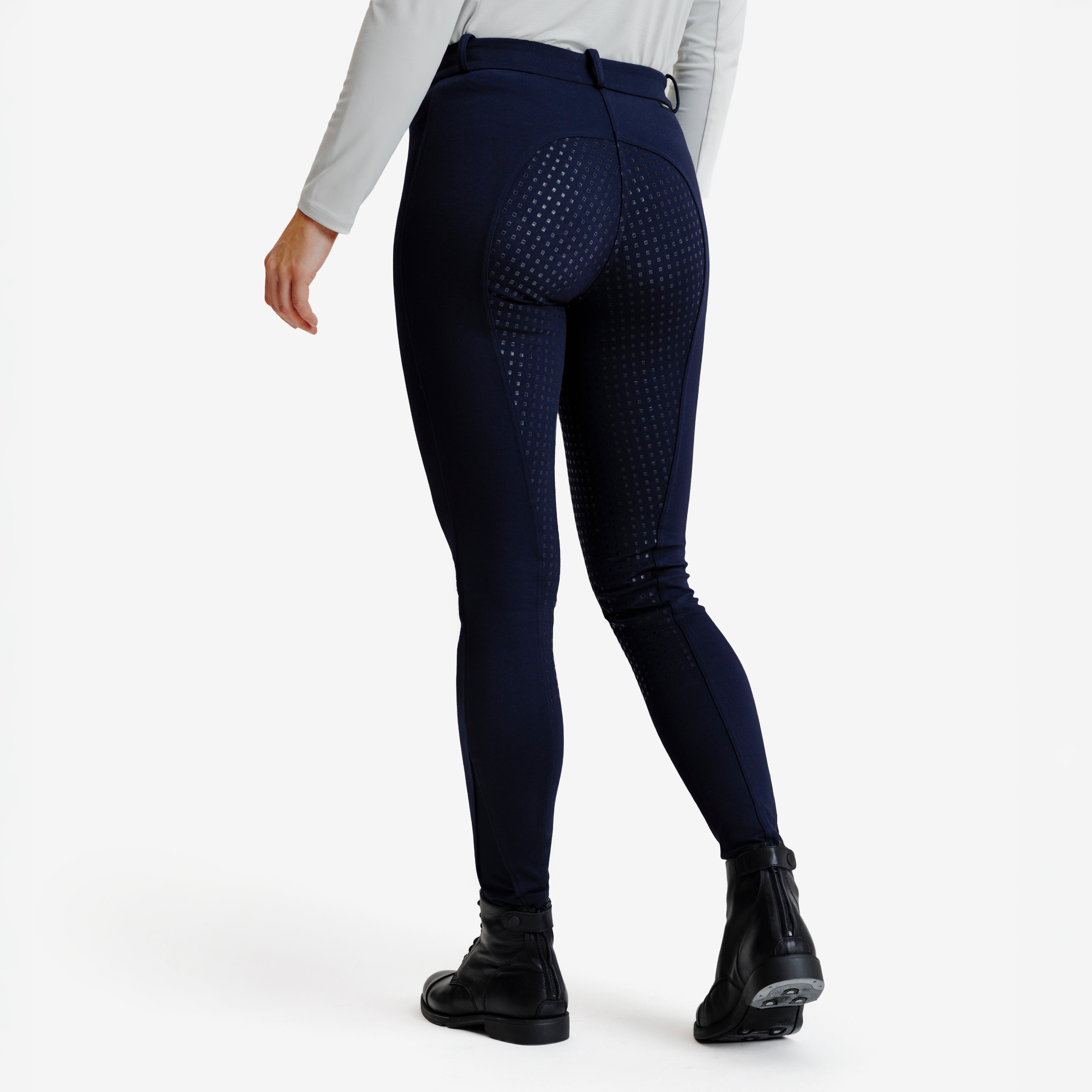Pantalon d'équitation full grip chaud femme - 500 bleu - FOUGANZA