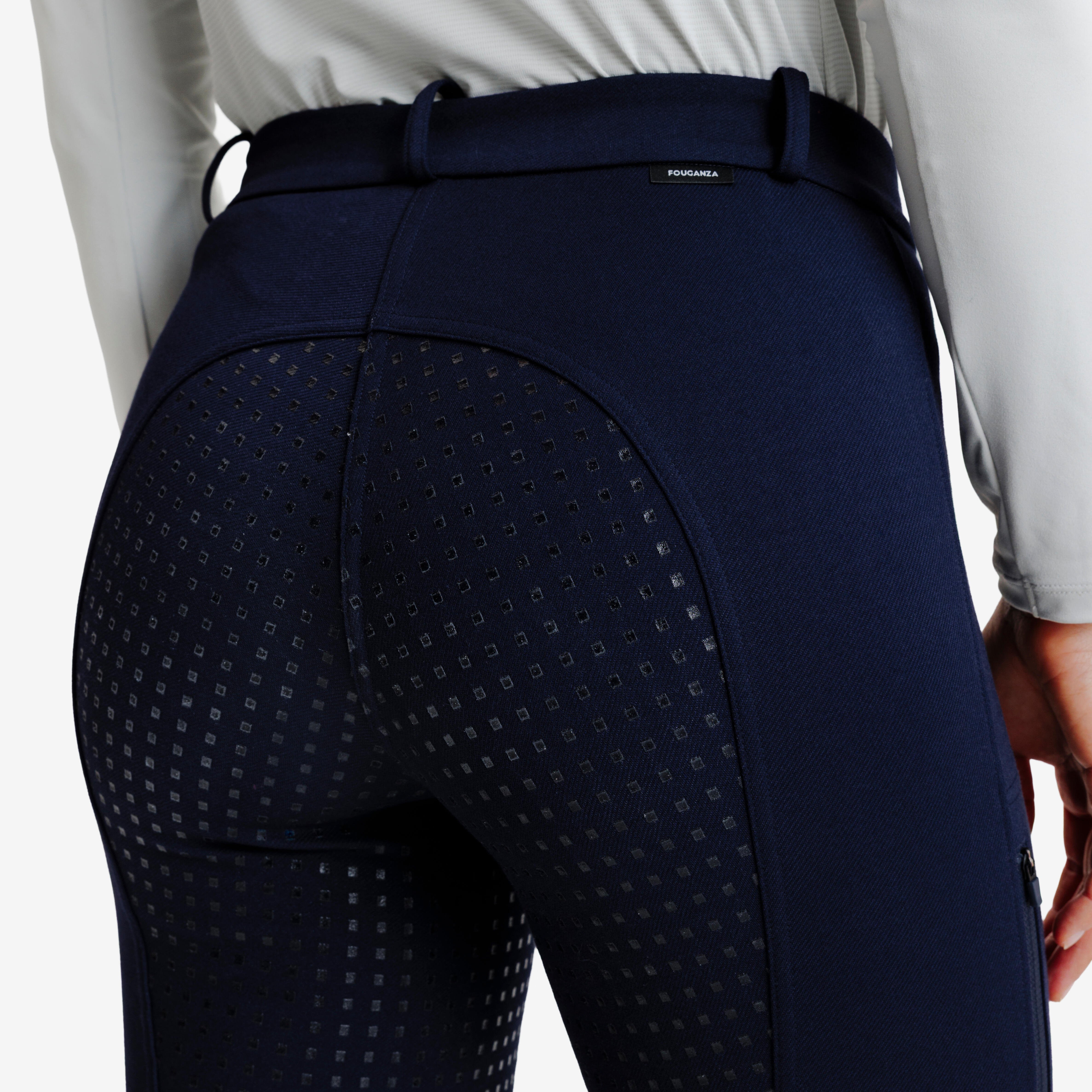 Pantalon d'équitation full grip chaud femme - 500 bleu - FOUGANZA