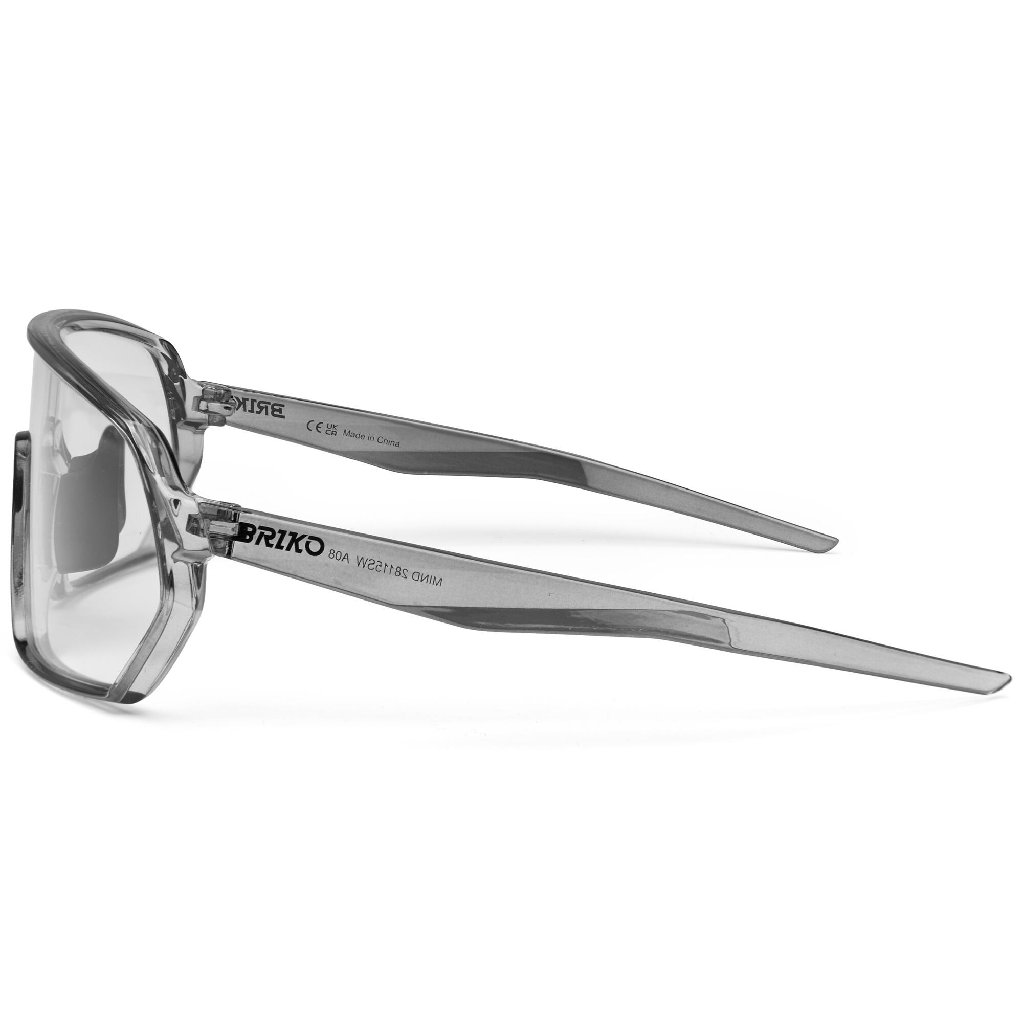 Occhiali da sole ciclismo Briko MIND REVO Fotocromatici Crystal Grey Shiny grigi 3/4