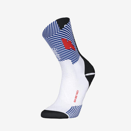 Chaussettes de running KIPRUN run900 épaisses mi-mollet blanche rose